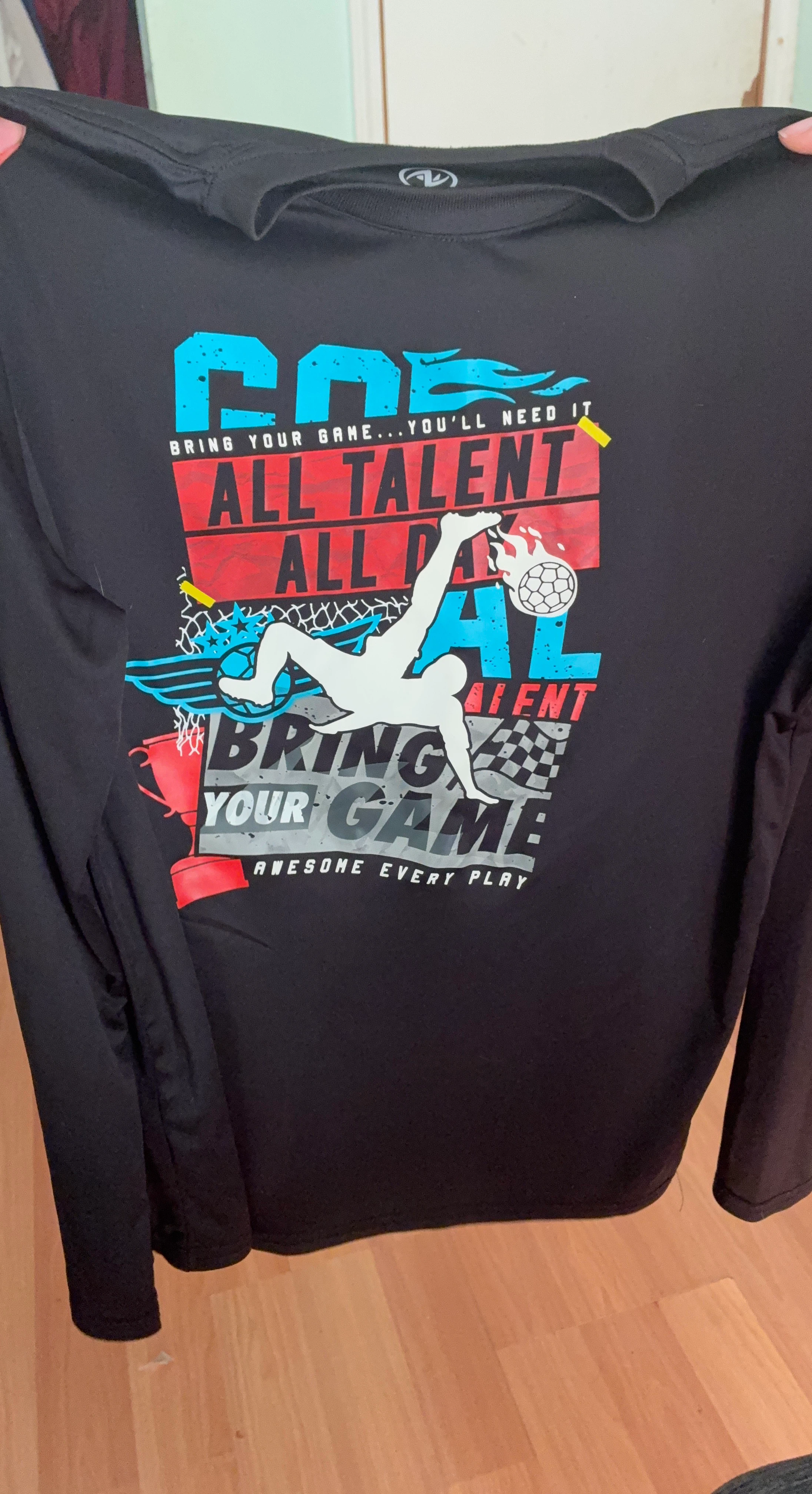 Athletic Works Soccer Graphic Long Sleeve T-Shirt