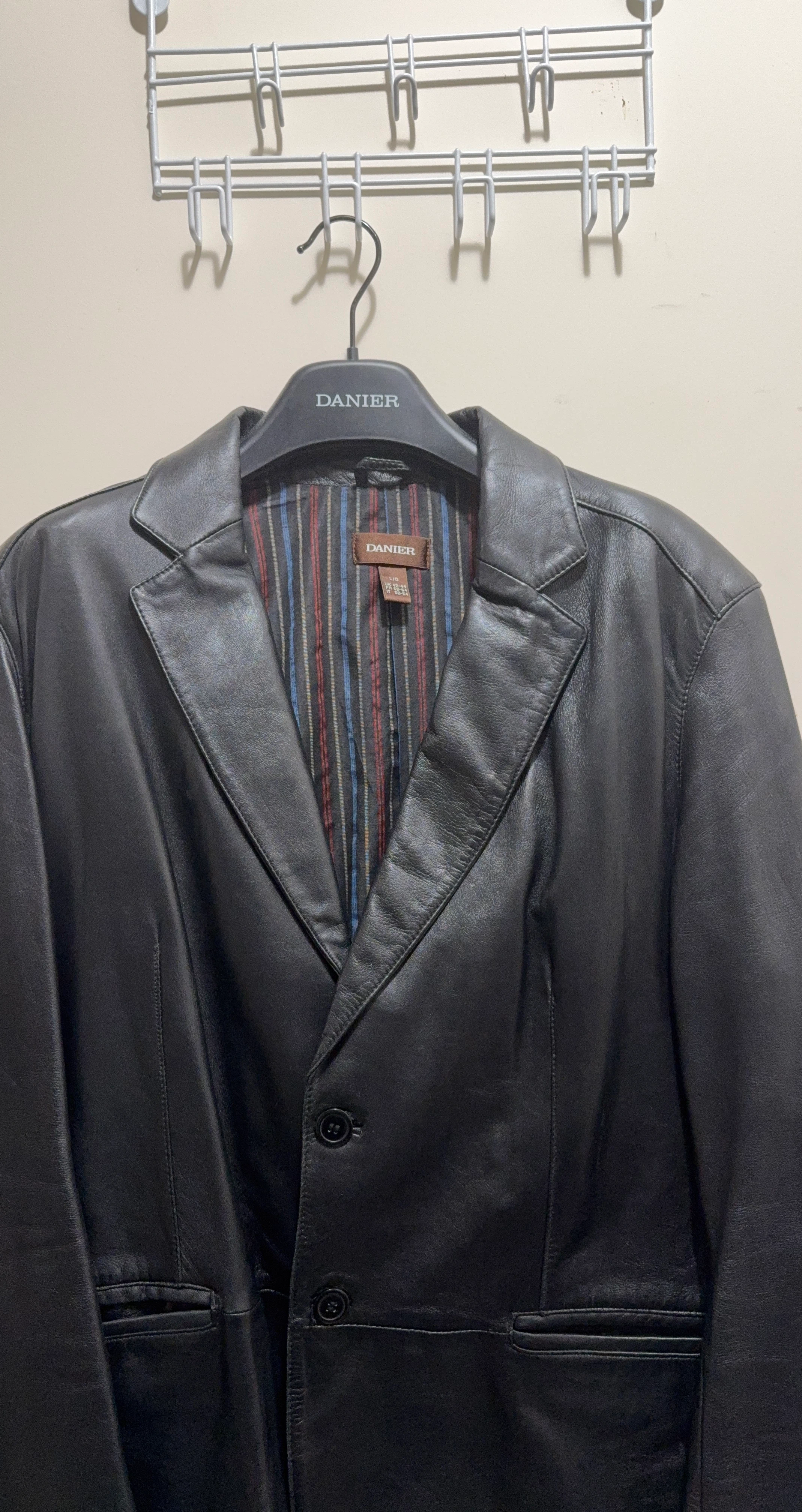 DANIEL Black Leather Blazer Jacket L/G