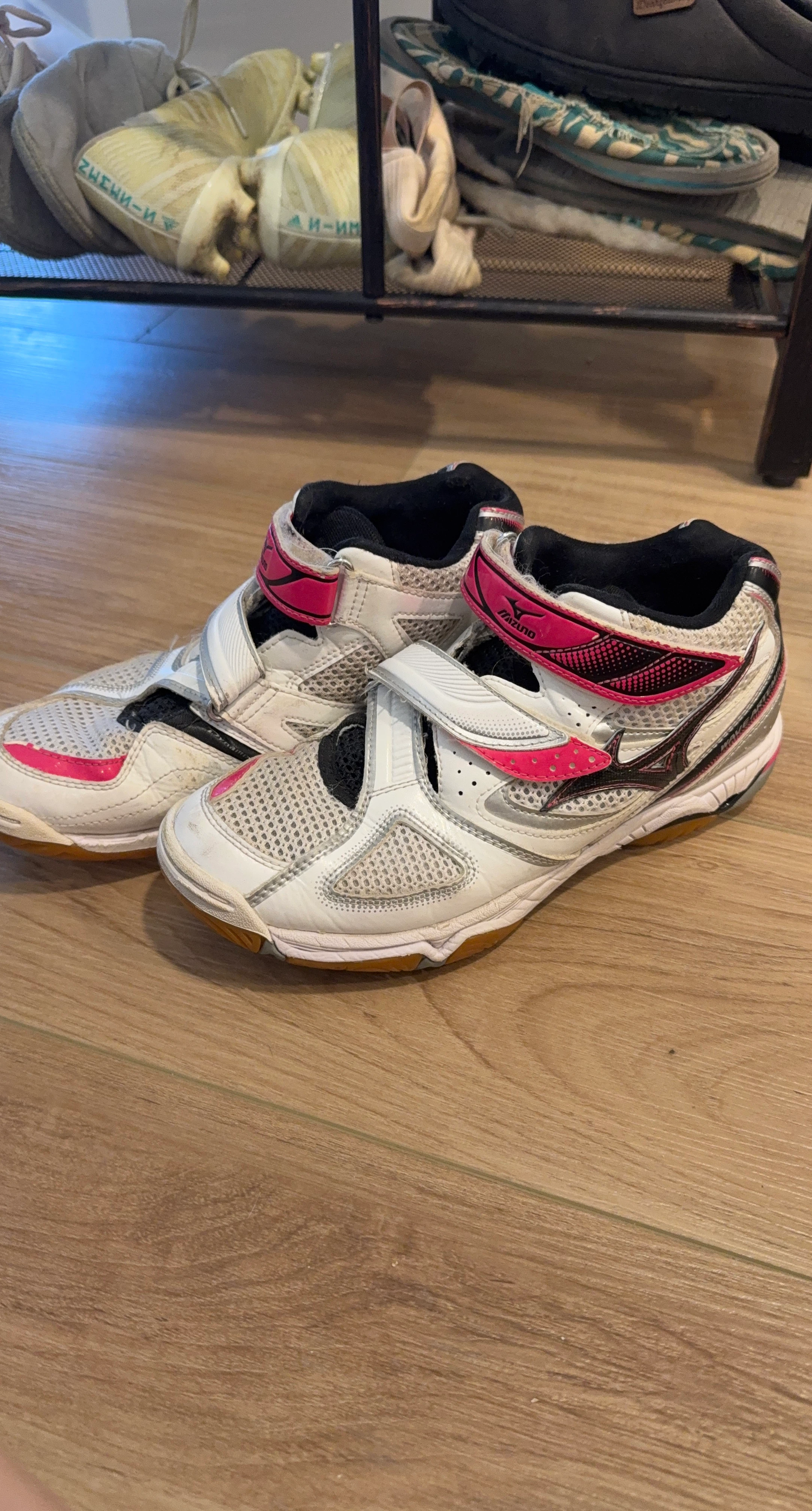 Mizuno Women's White/Pink Volleyball Shoes