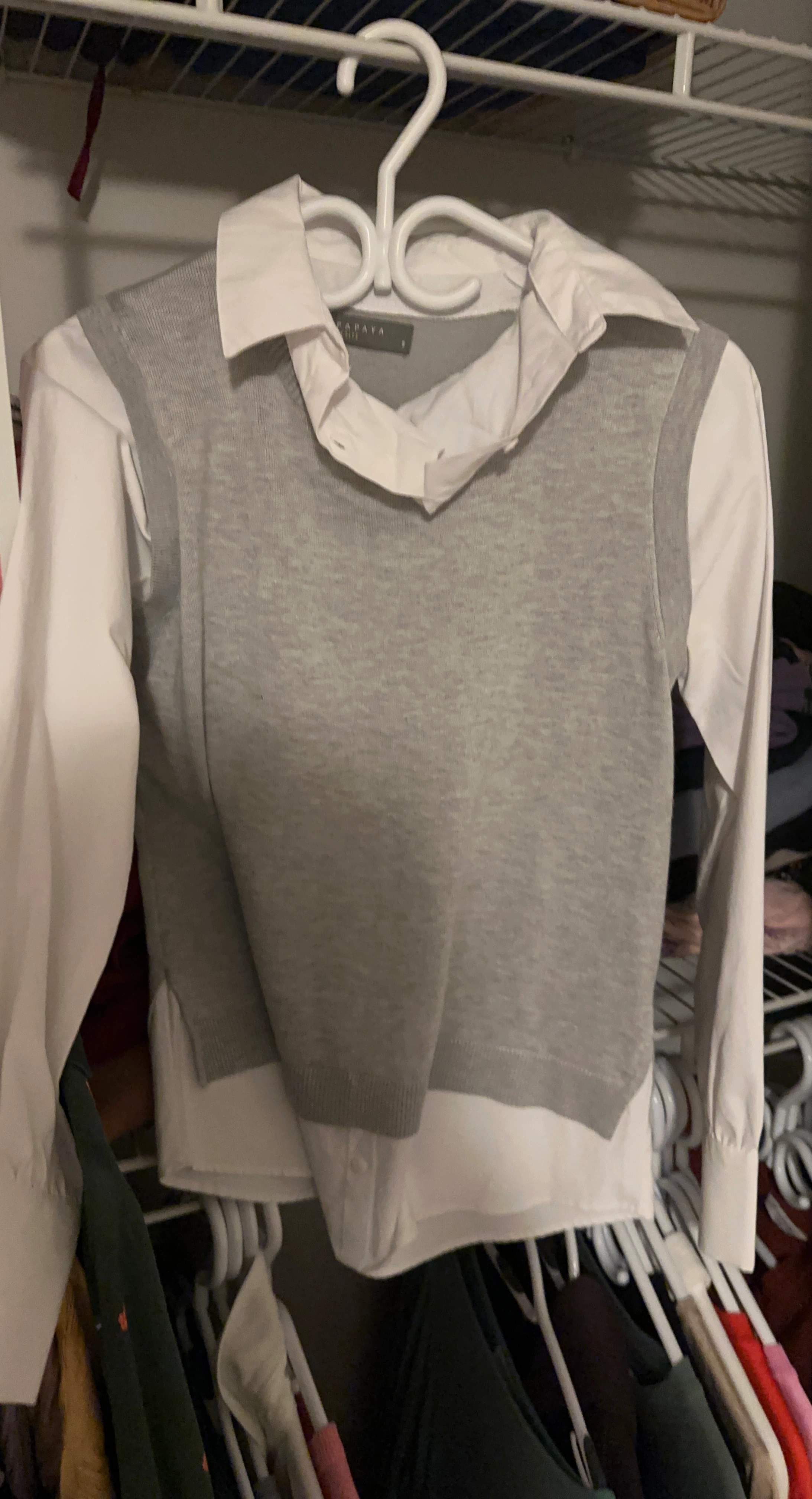 Papaya Layered Long Sleeve Shirt and Vest