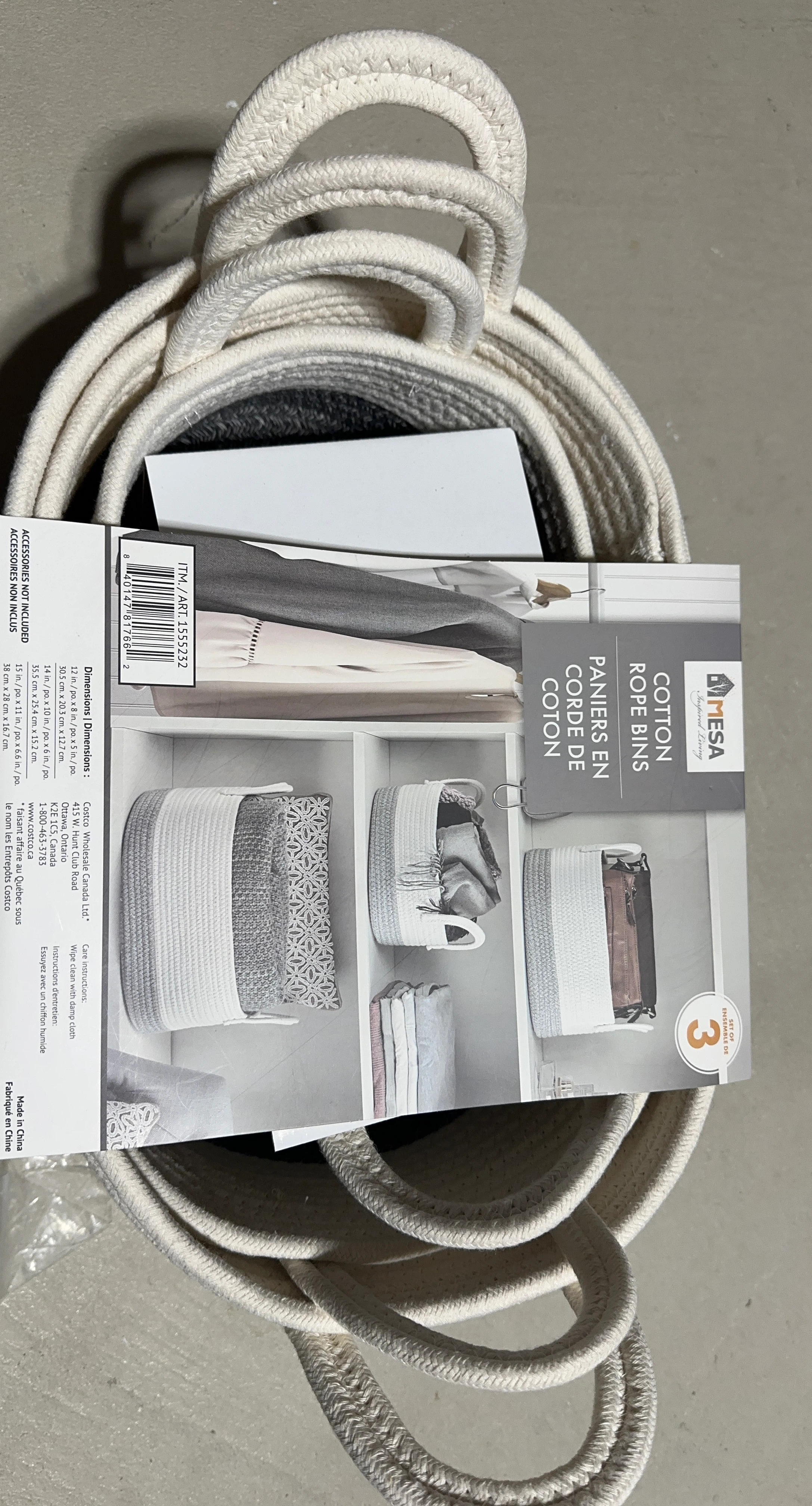 MESA Cotton Rope Storage Bins - Set of 3