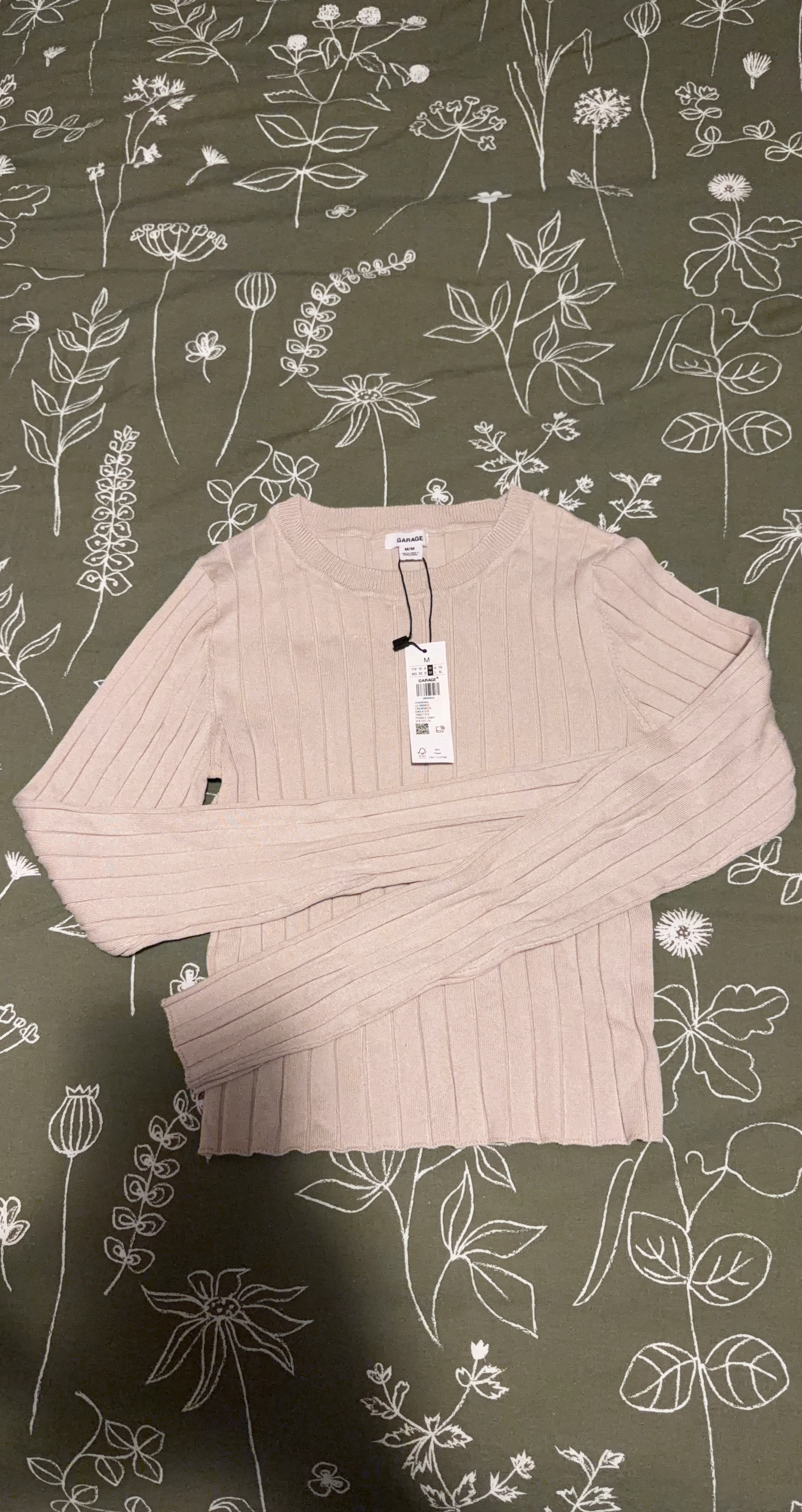 Garage Ribbed Crew Neck Sweater