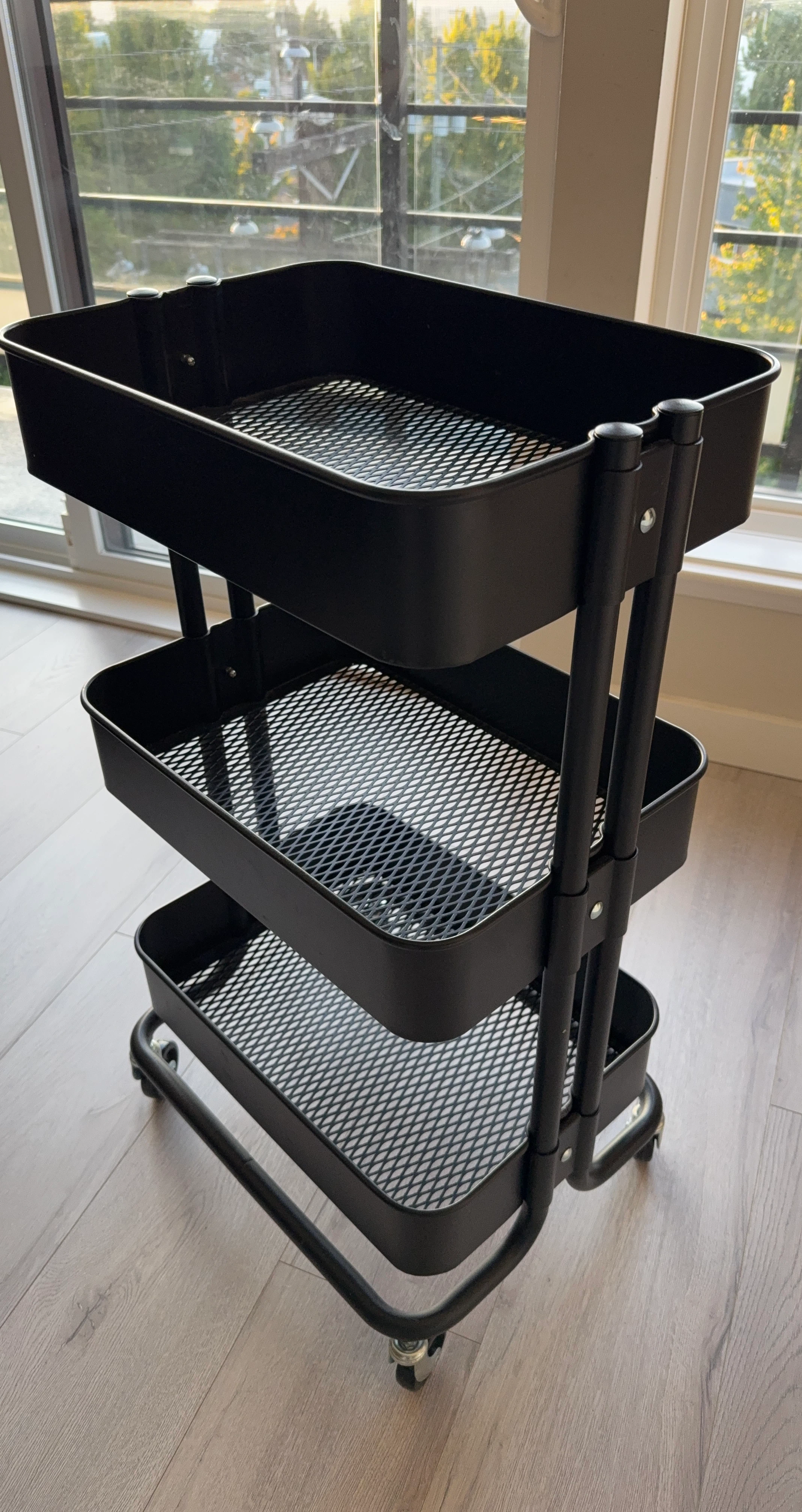 Black 3-Tier Rolling Storage Cart