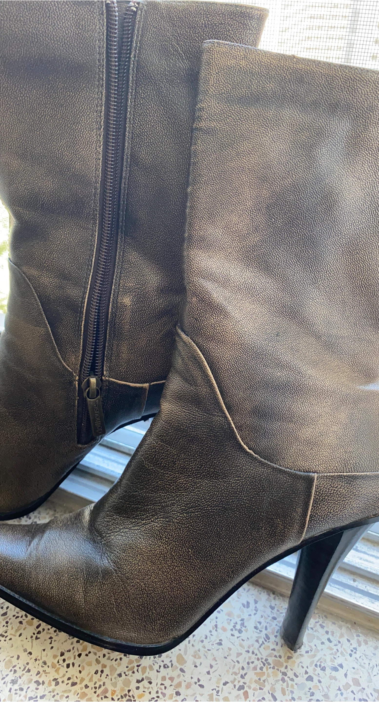 Brown Leather Heeled Boots