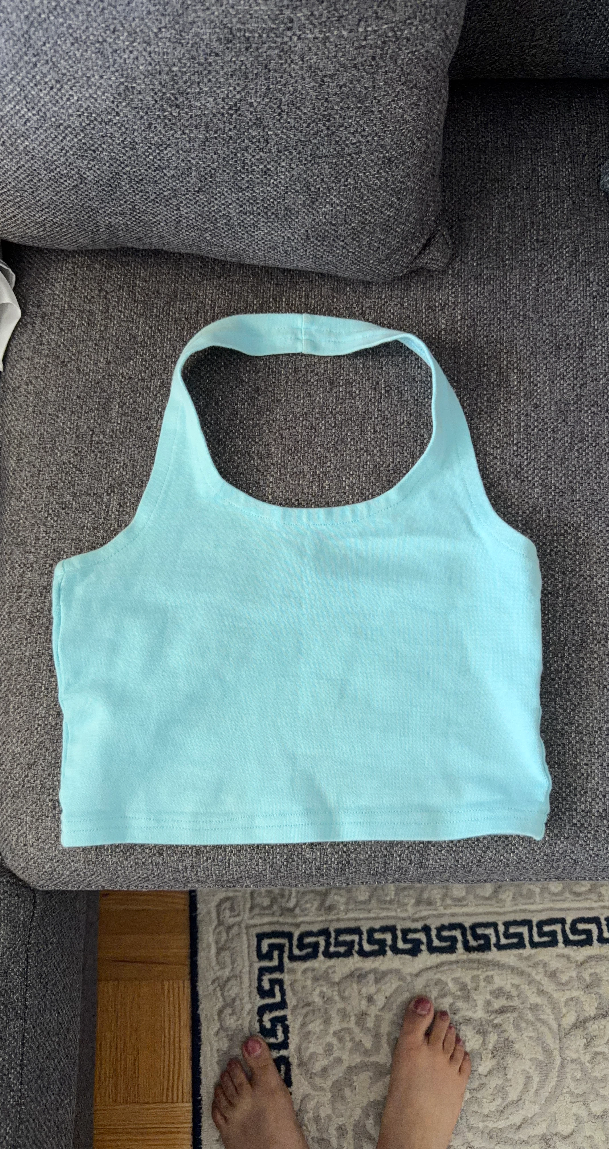 Light Blue Halter Crop Top
