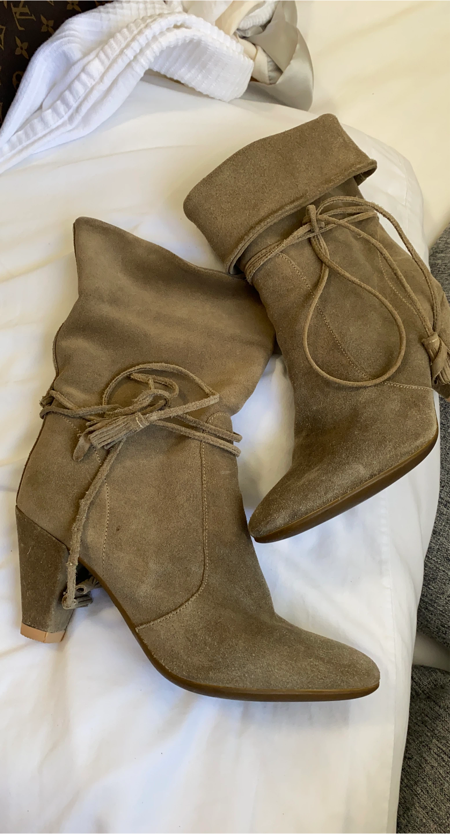 Brown Suede Heeled Boots