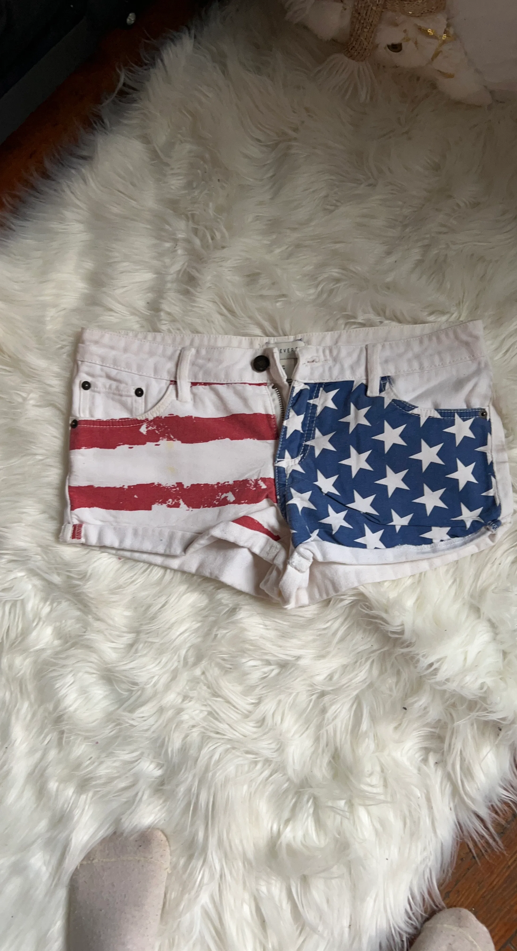 American Flag Denim Shorts