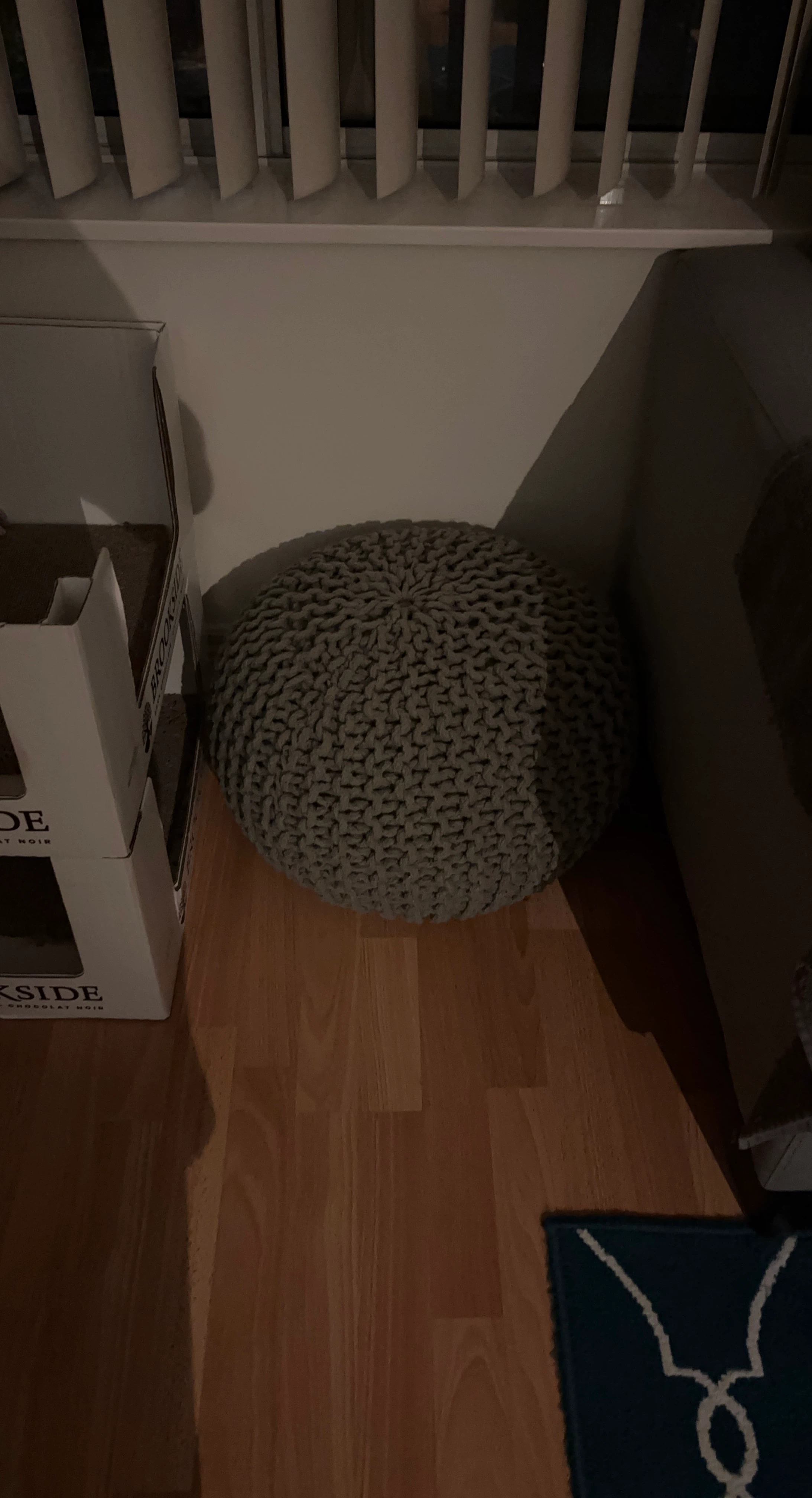 Grey Knitted Pouf Ottoman