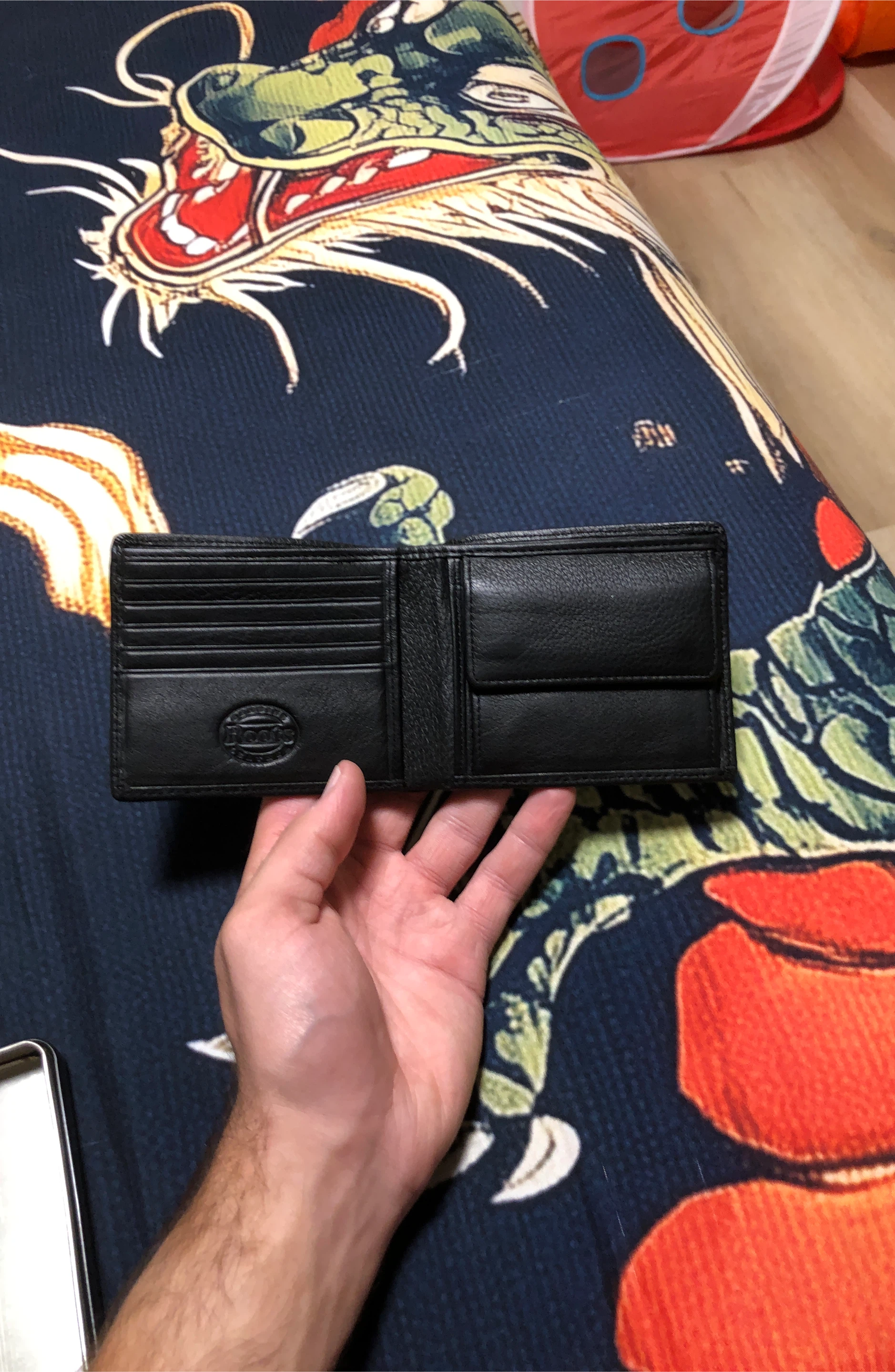 Roots Black Leather Bifold Wallet