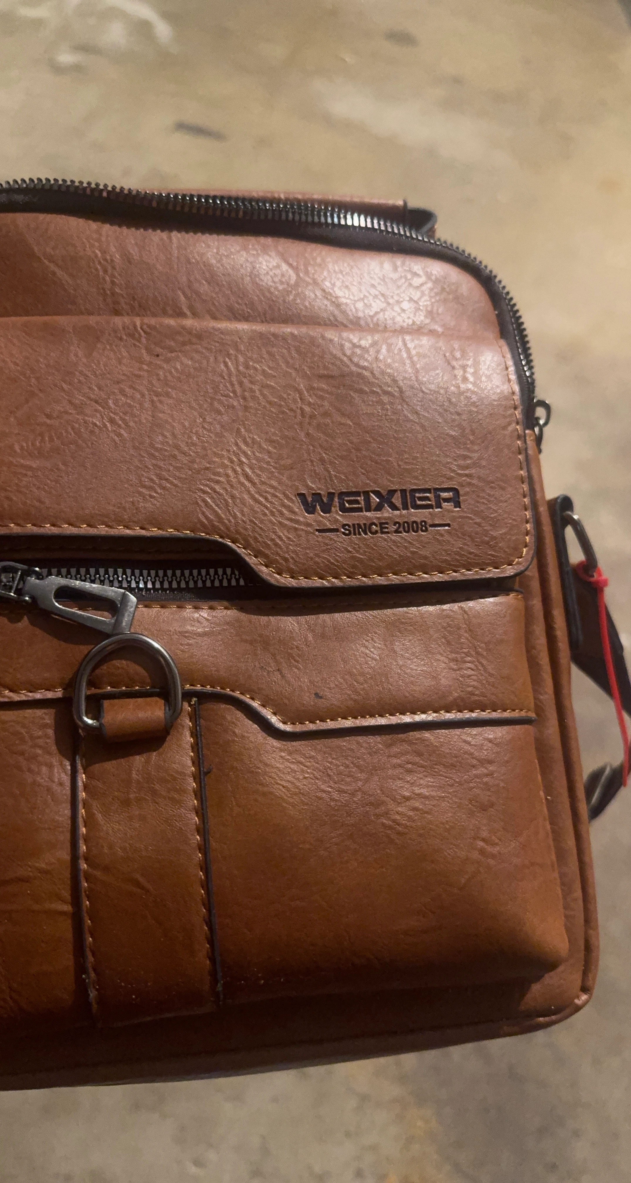 WEIXIER Brown Faux Leather Crossbody Bag