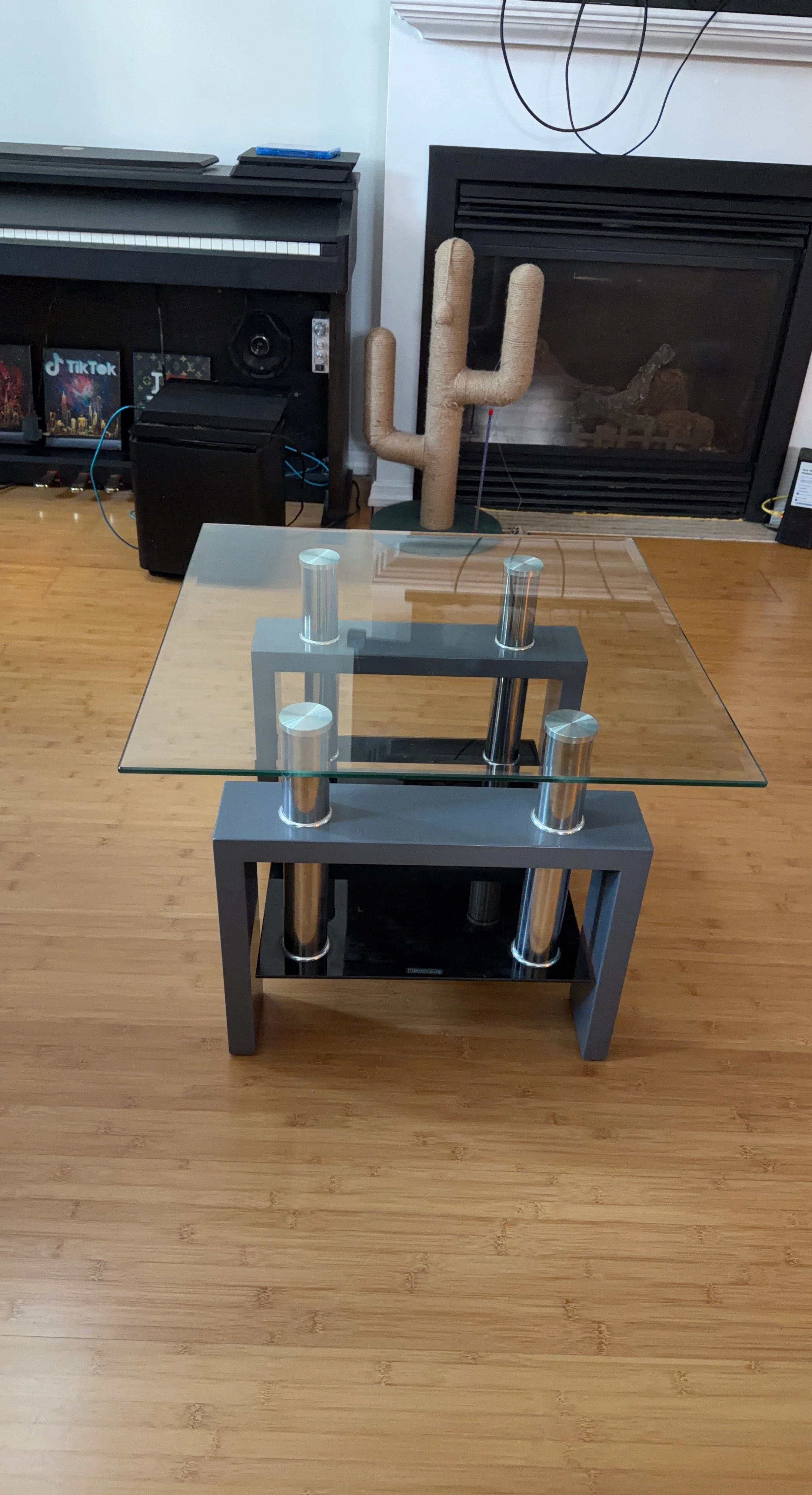 Modern Glass and Metal Coffee Table
