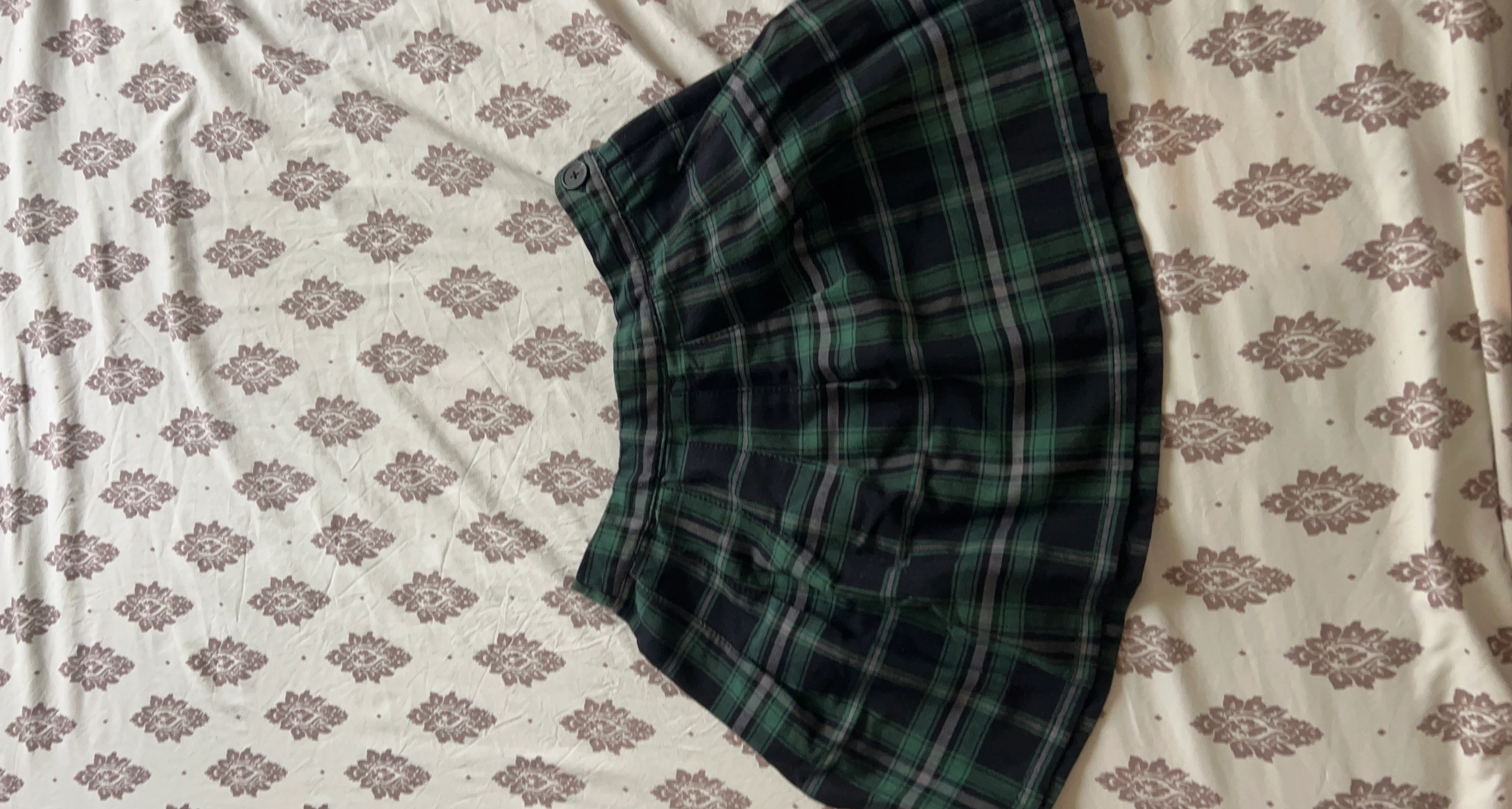Plaid Mini Skirt - Green and Black