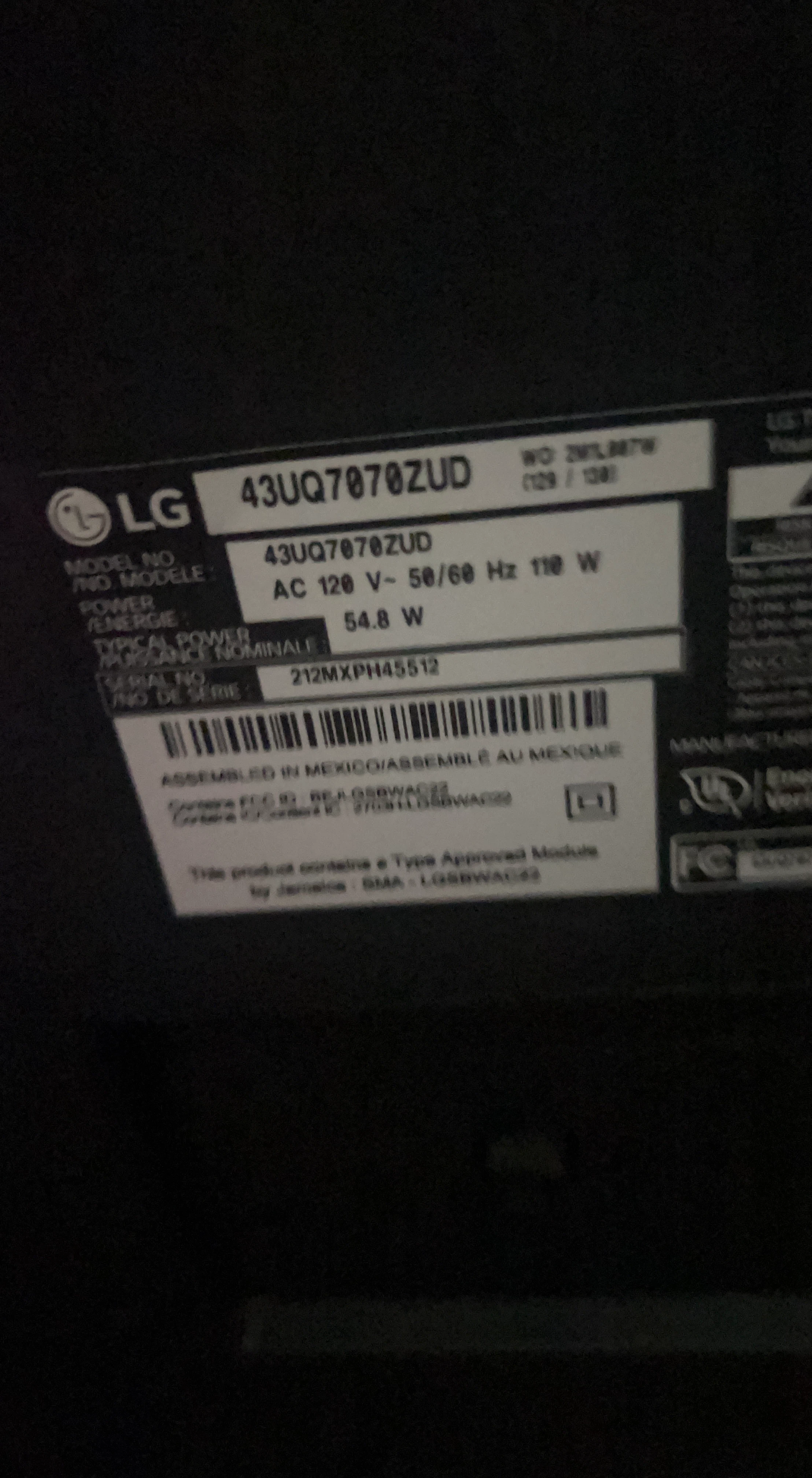 LG 43UQ7070ZUD 43" UHD TV