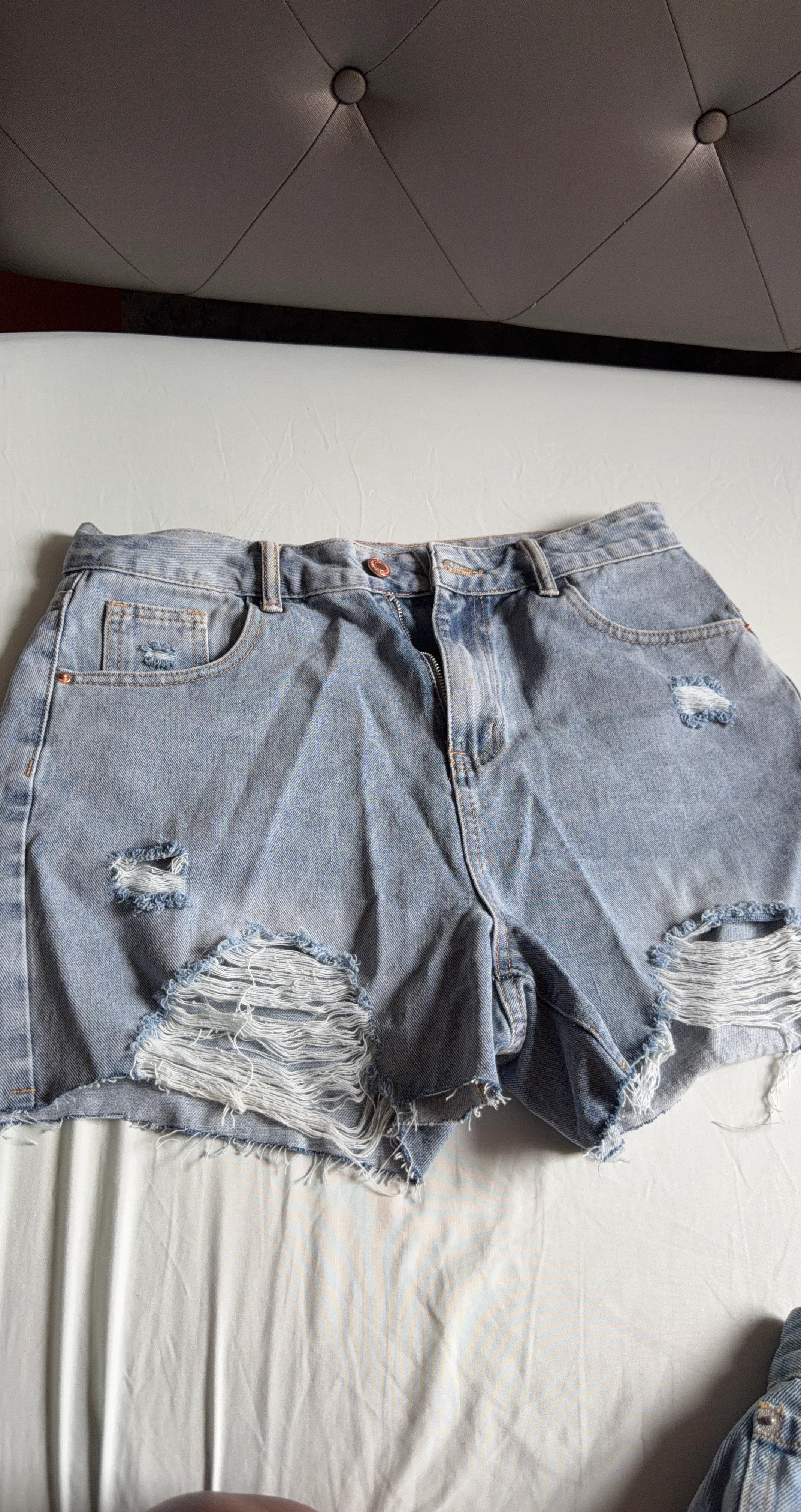 Light Wash Distressed Denim Shorts