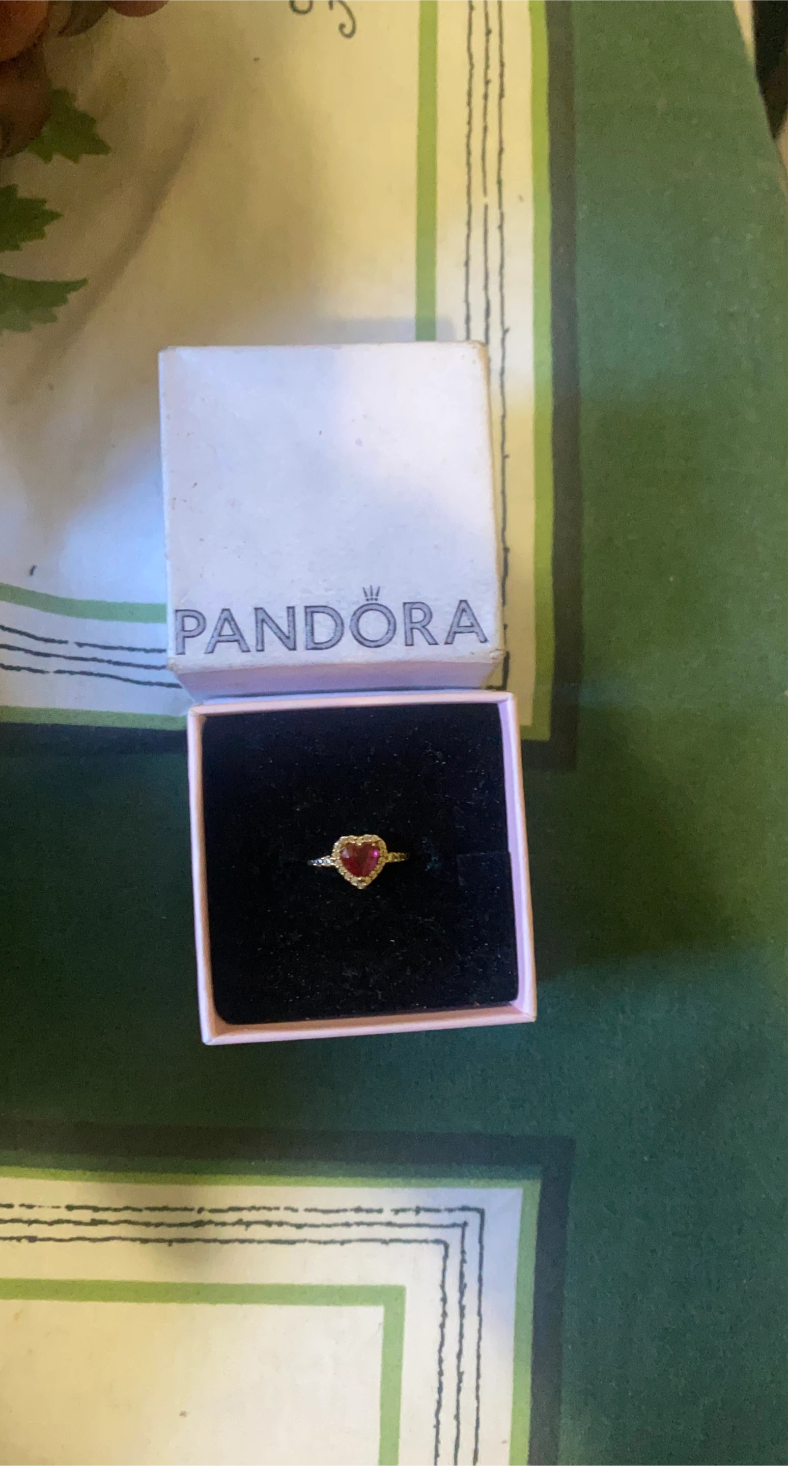 Pandora Heart Ring - Gold with Red Stone