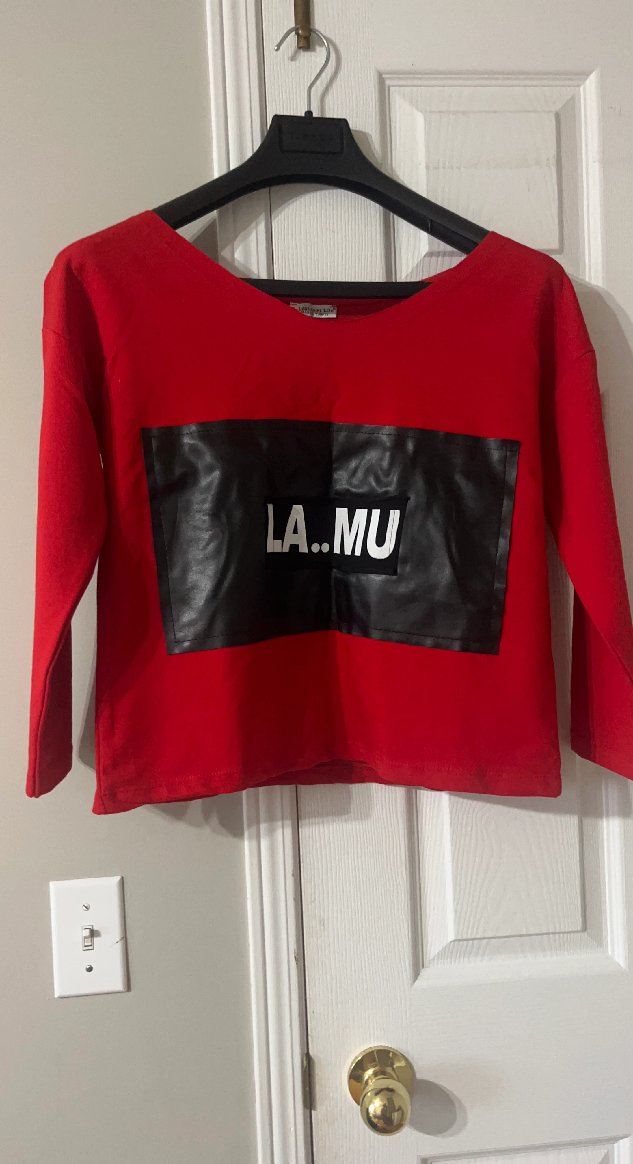 LA..MU Red Long-Sleeve Top