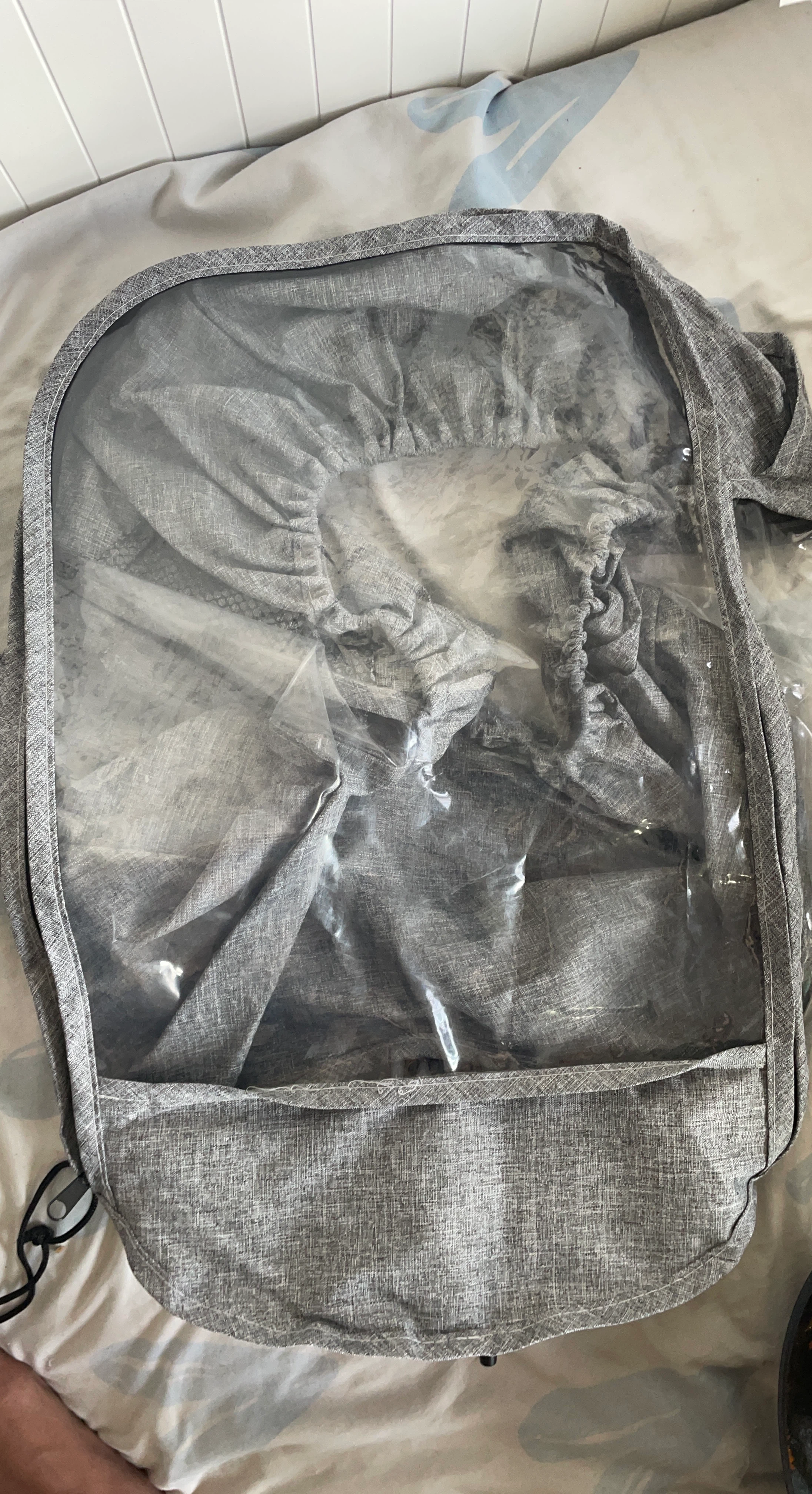 Grey Car seat Rain Cover with Clear Window