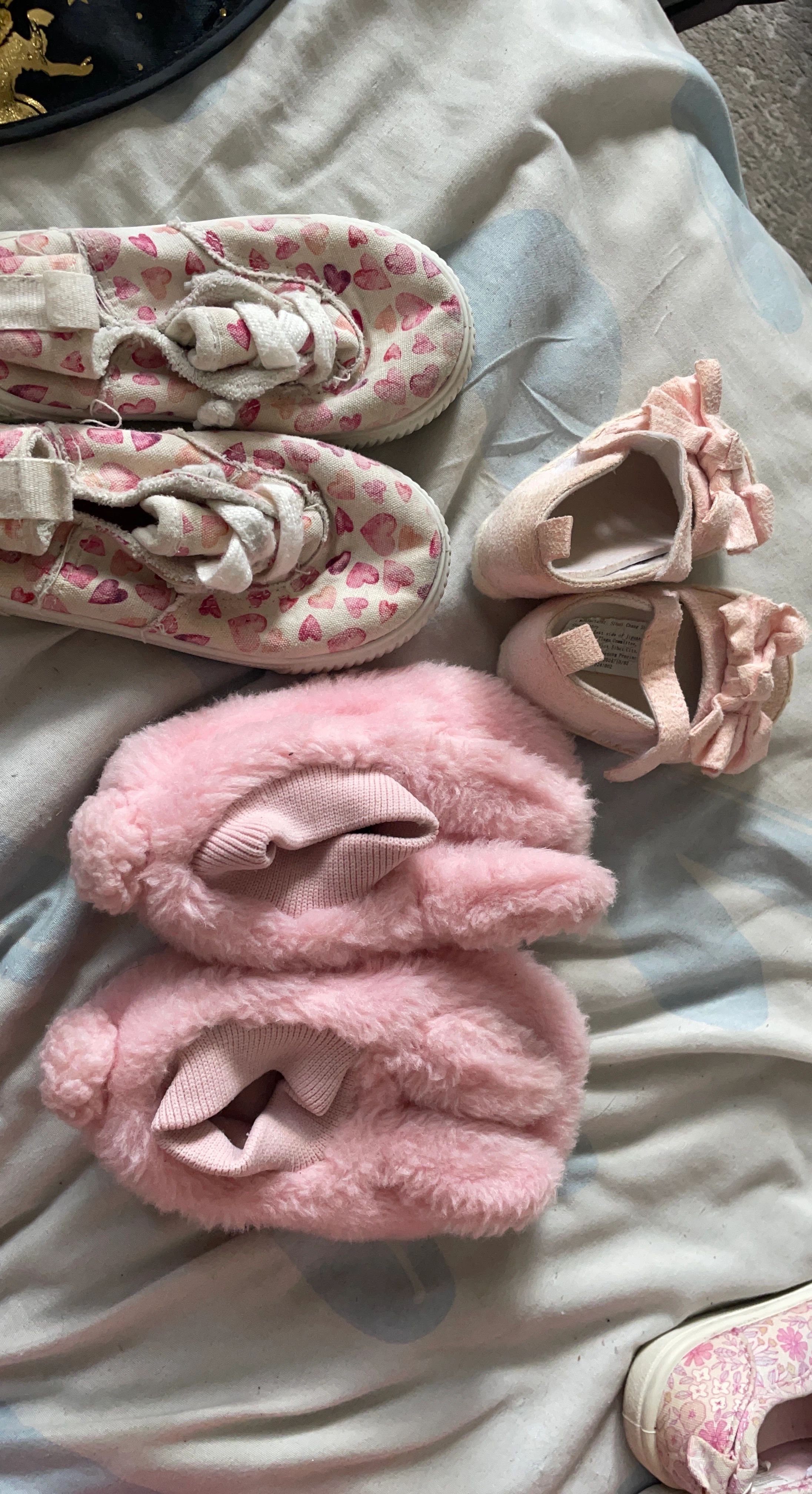 Baby & Toddler Girls Shoes - Pink Hearts & Fuzzy Pink