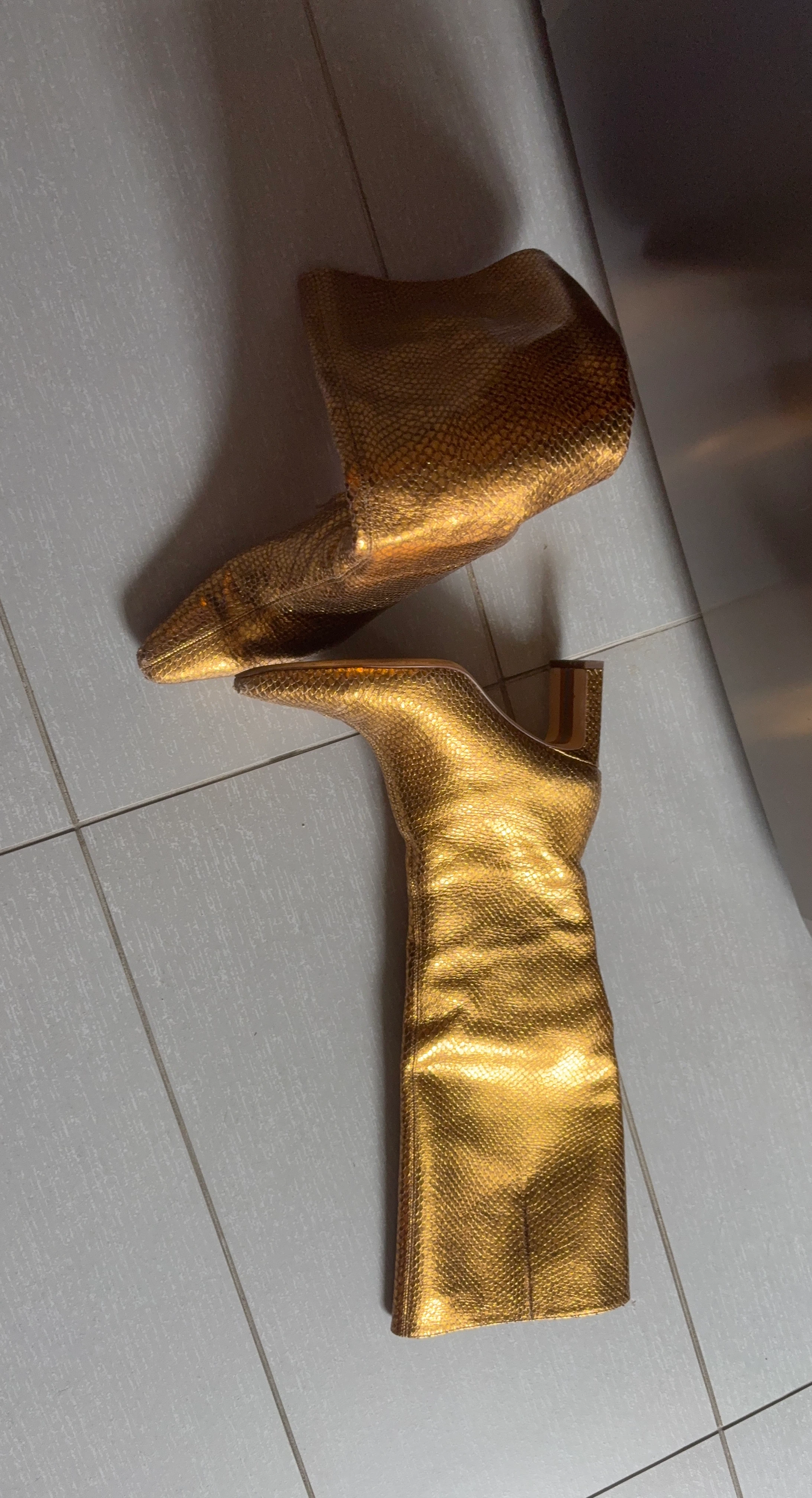 Gold Snake Print Boots