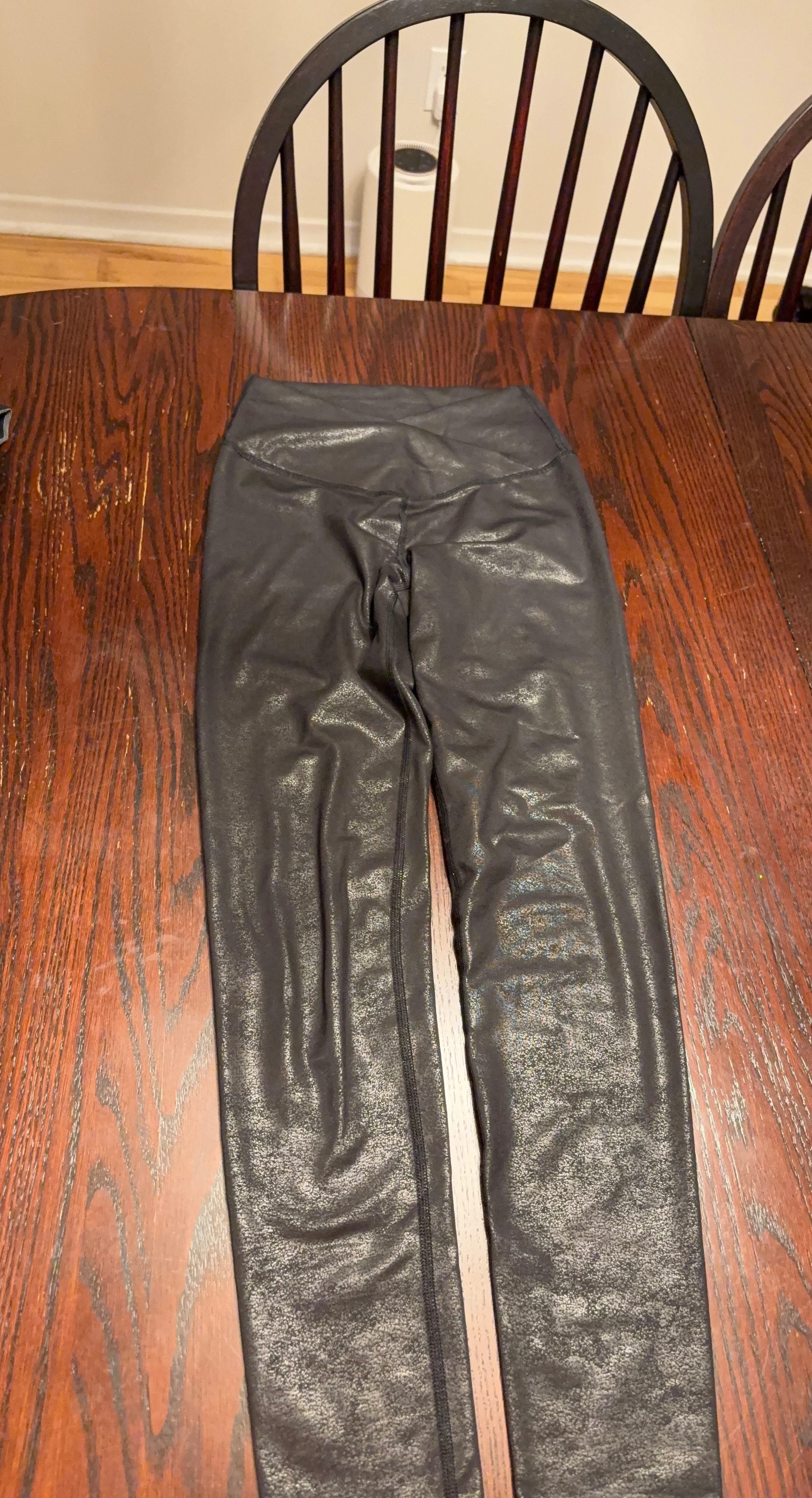 Aerie Black Faux Leather Detail Leggings
