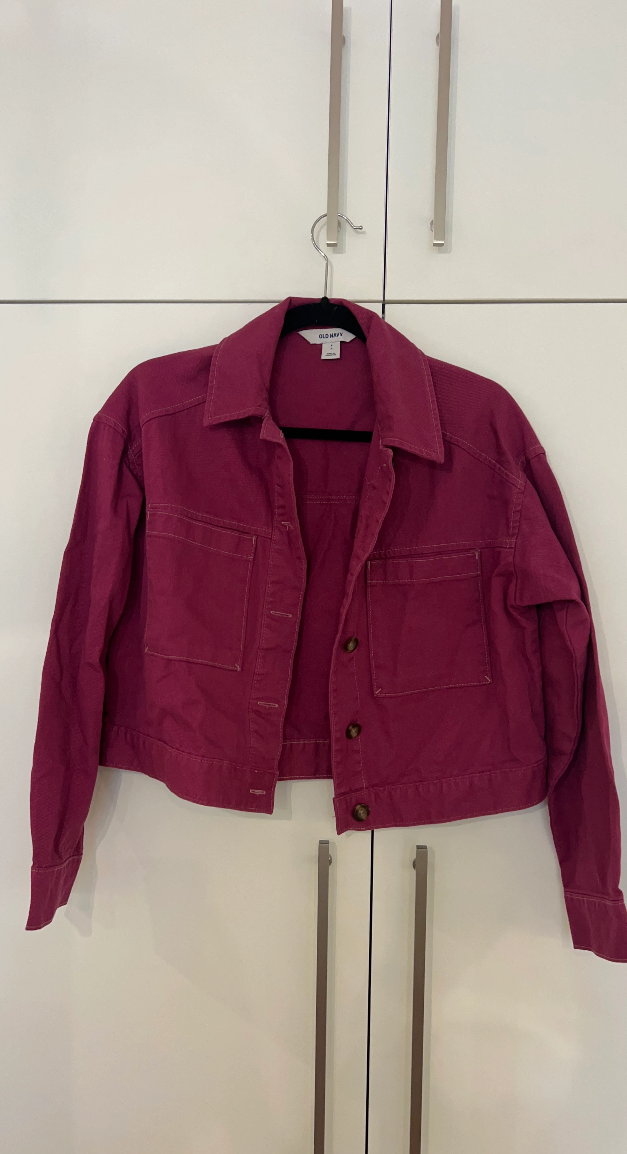 Old Navy Cropped Denim Jacket - Magenta