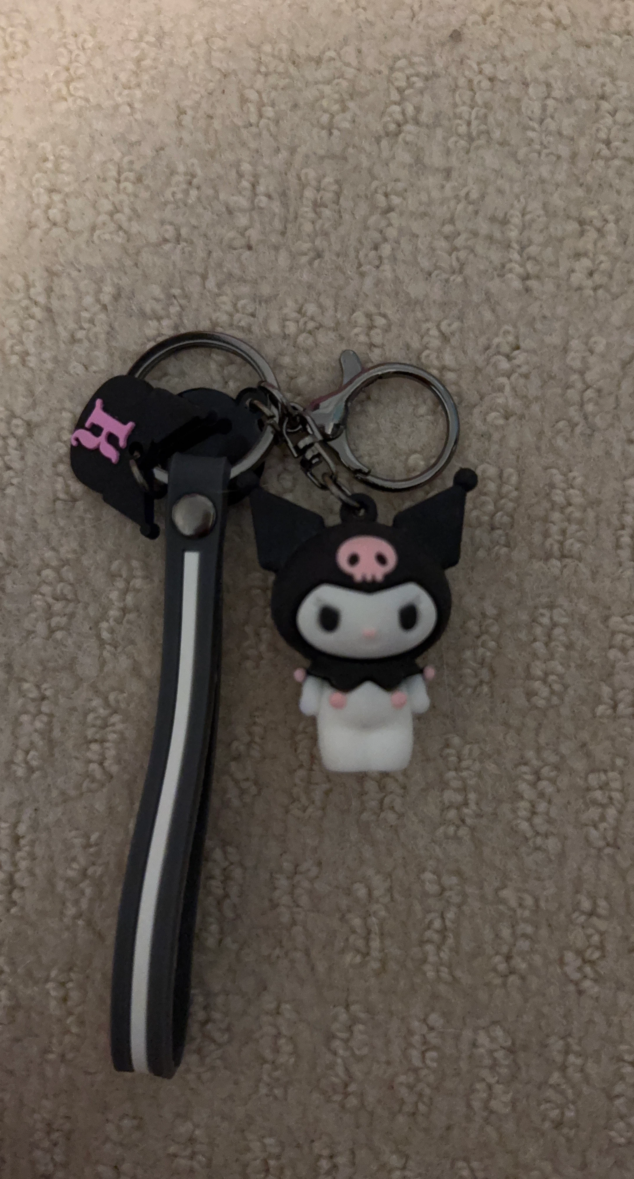 Kuromi Character Keychain with Wrist Strap