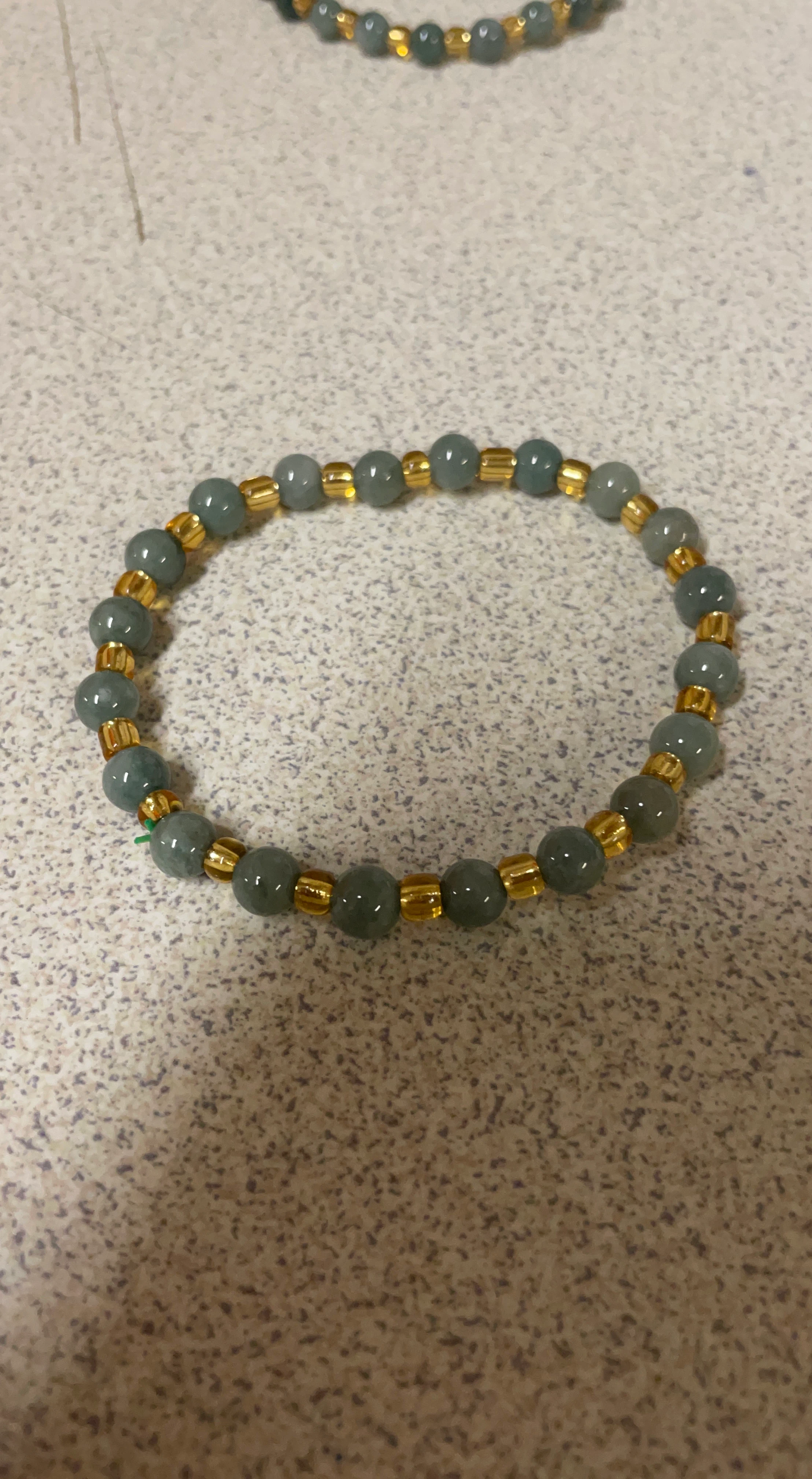 Jade and Gold Beaded Bracelet