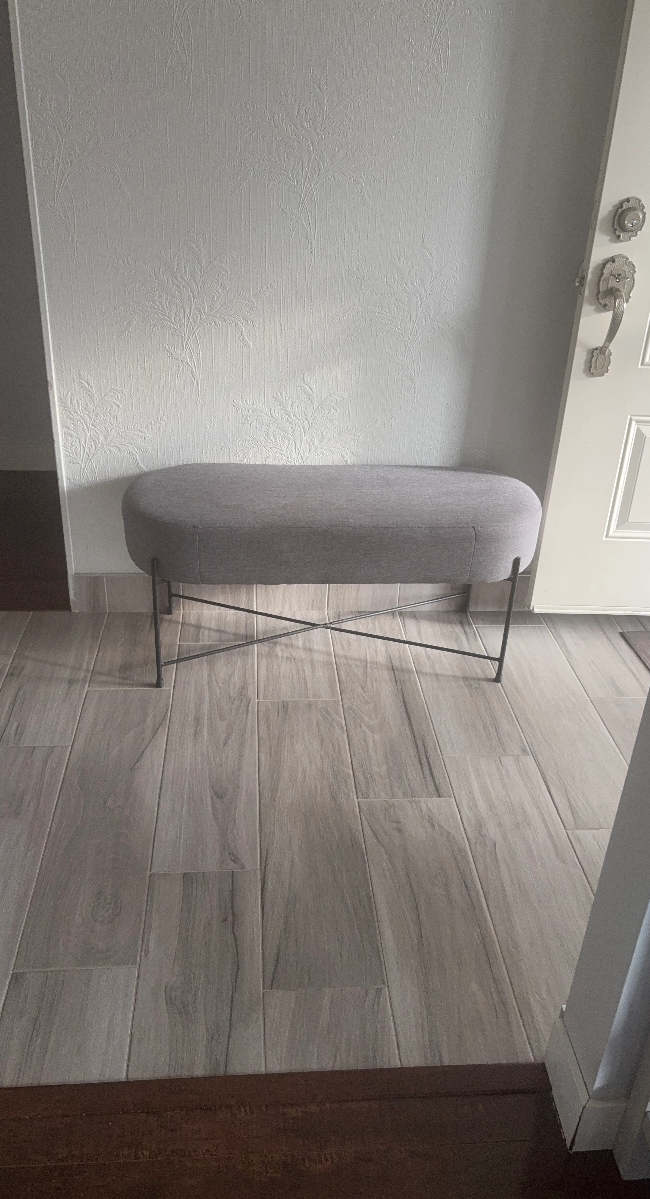 Grey Upholstered Ottoman Bench