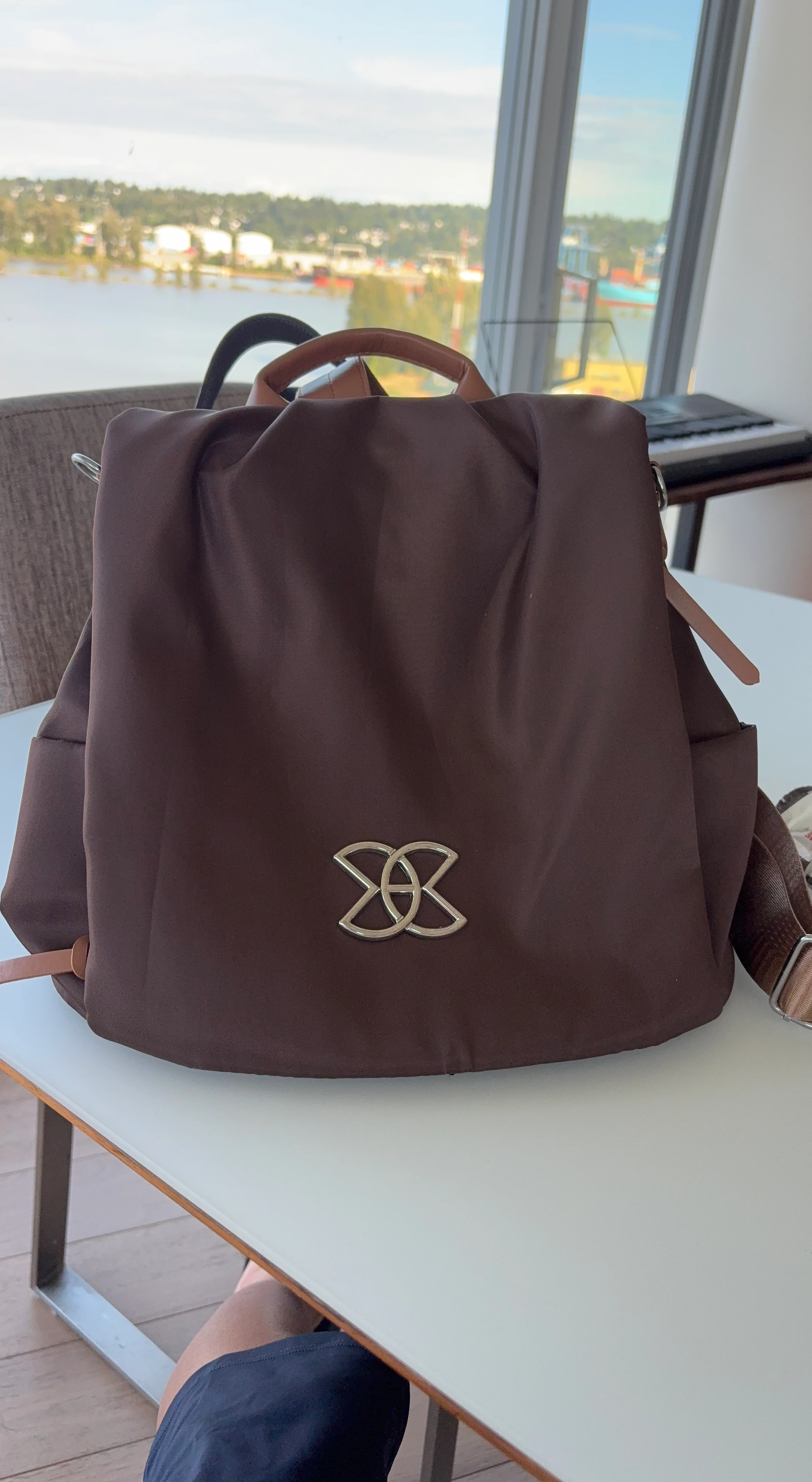 Brown Backpack with Logo
