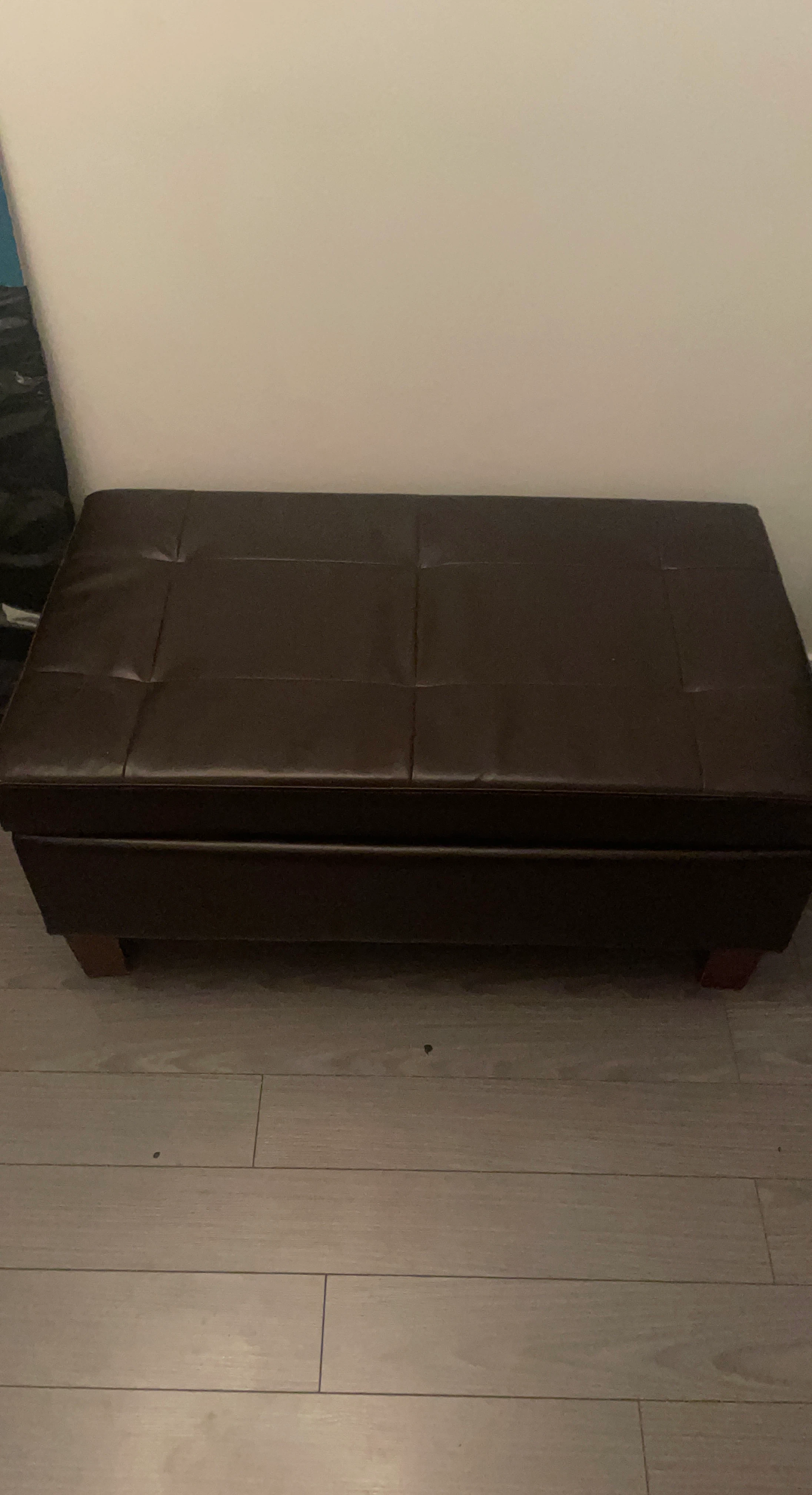 Dark Brown Faux Leather Storage Ottoman