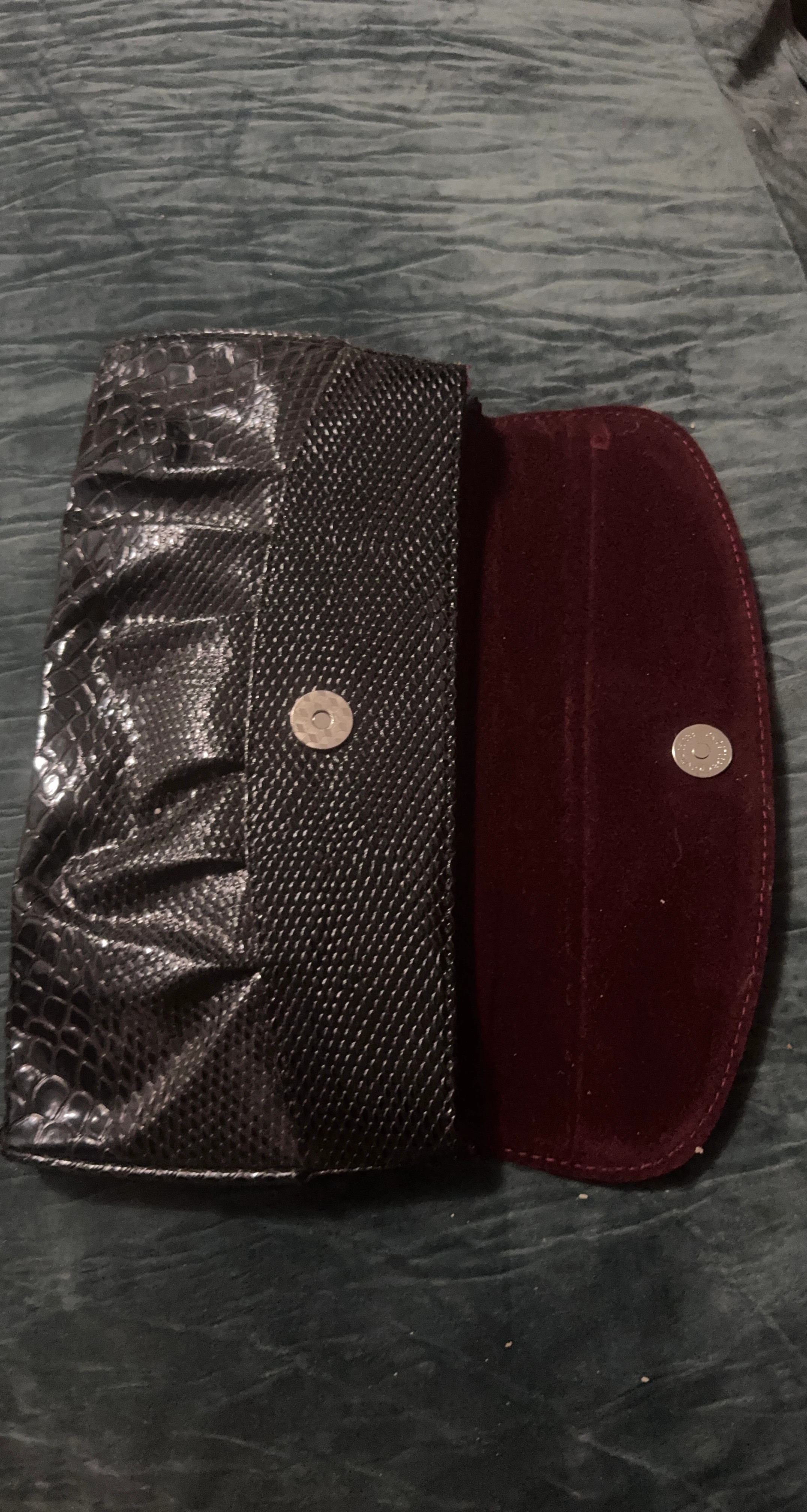 Black Faux Snake Skin Clutch Purse