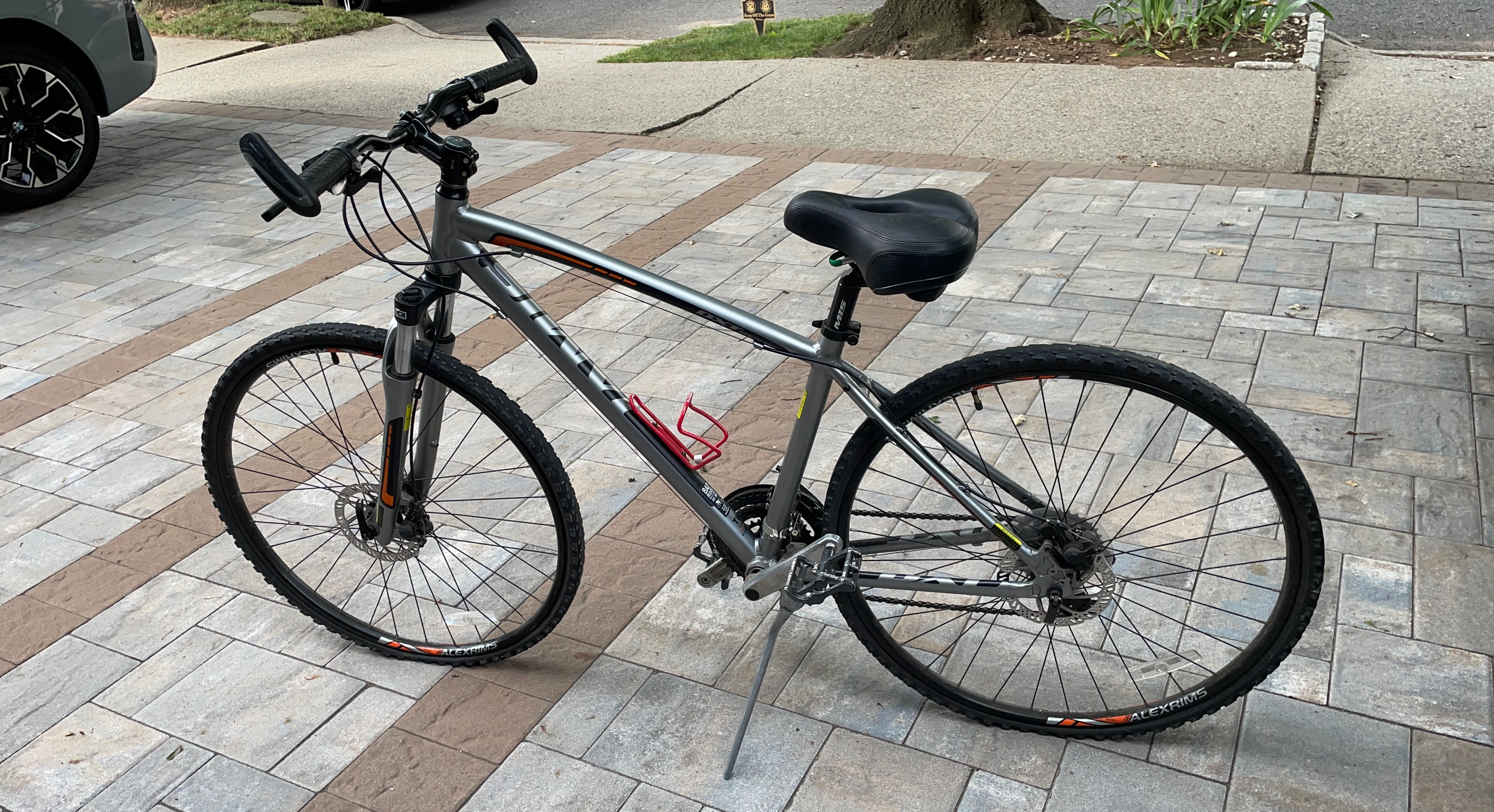 Gray Hybrid Bike with Water Bottle Cage