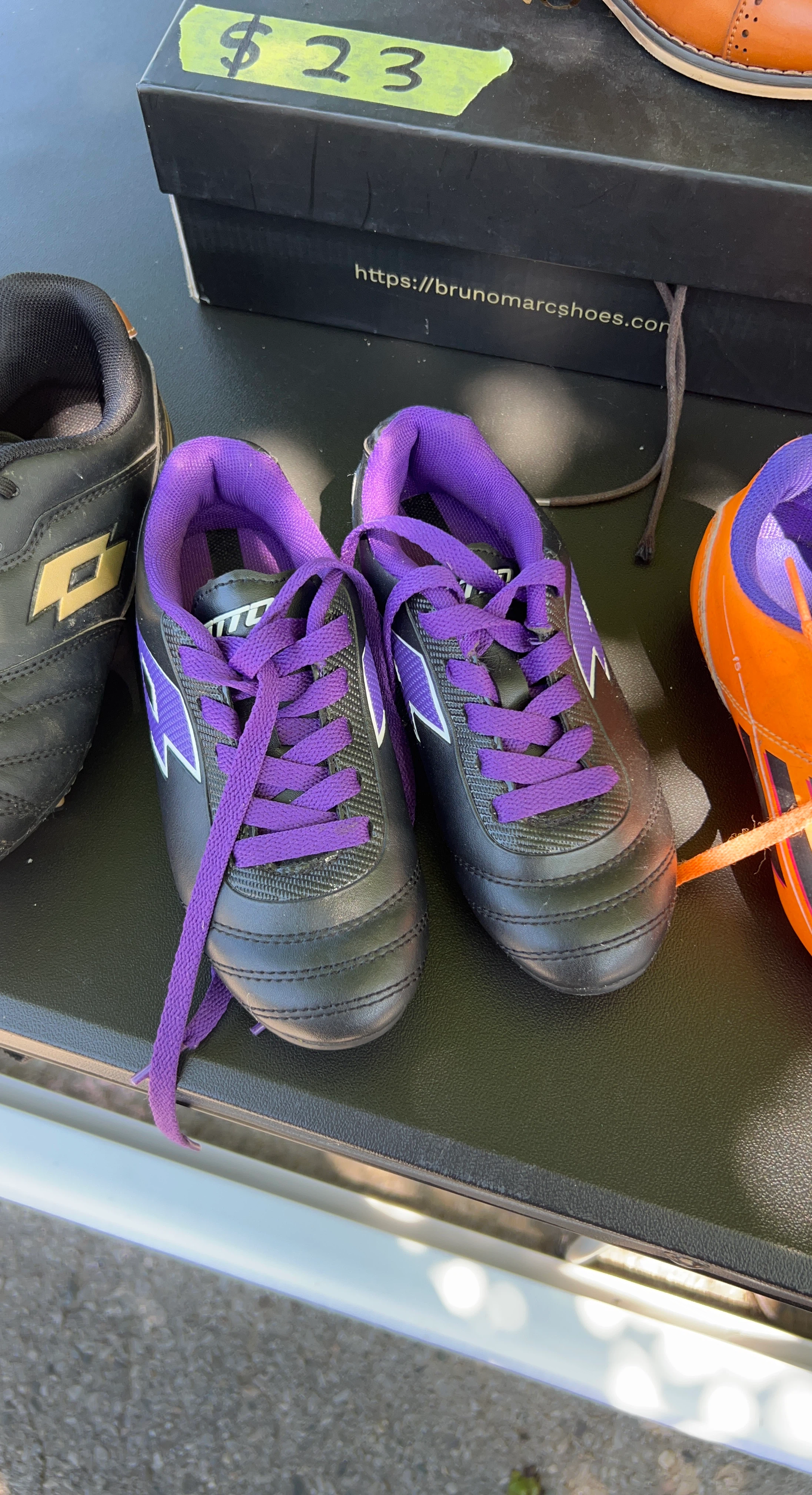 Kids Soccer Cleats - Black and Purple Toddler size 13