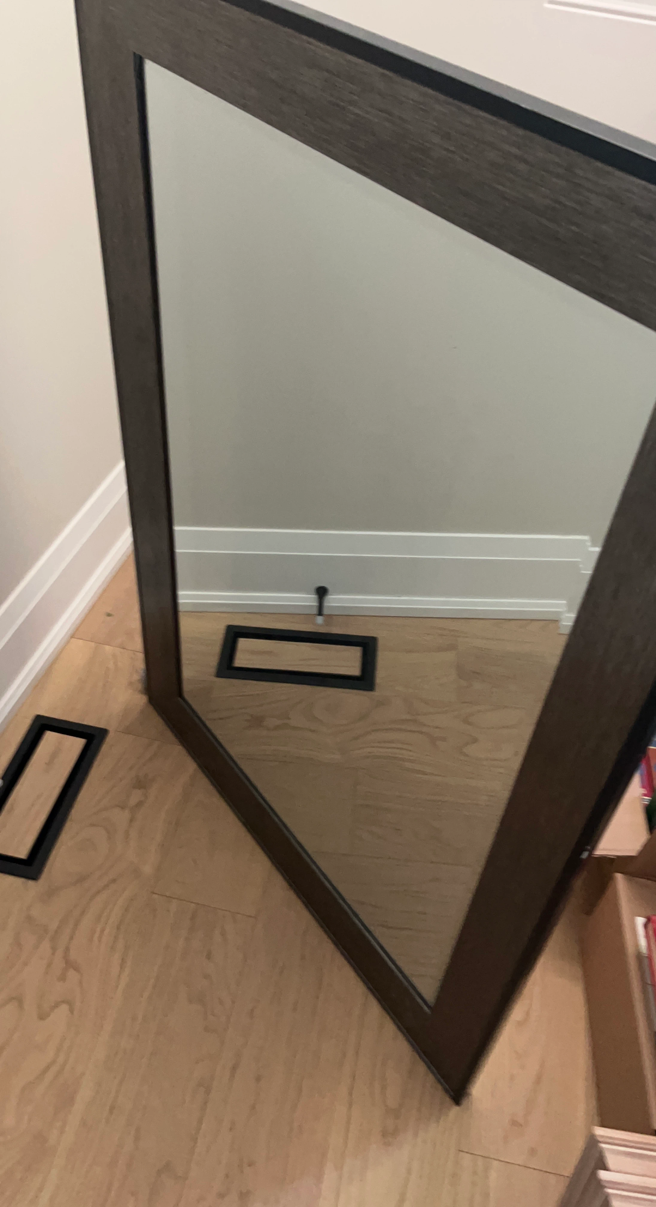Black and brushed metal Framed Mirror