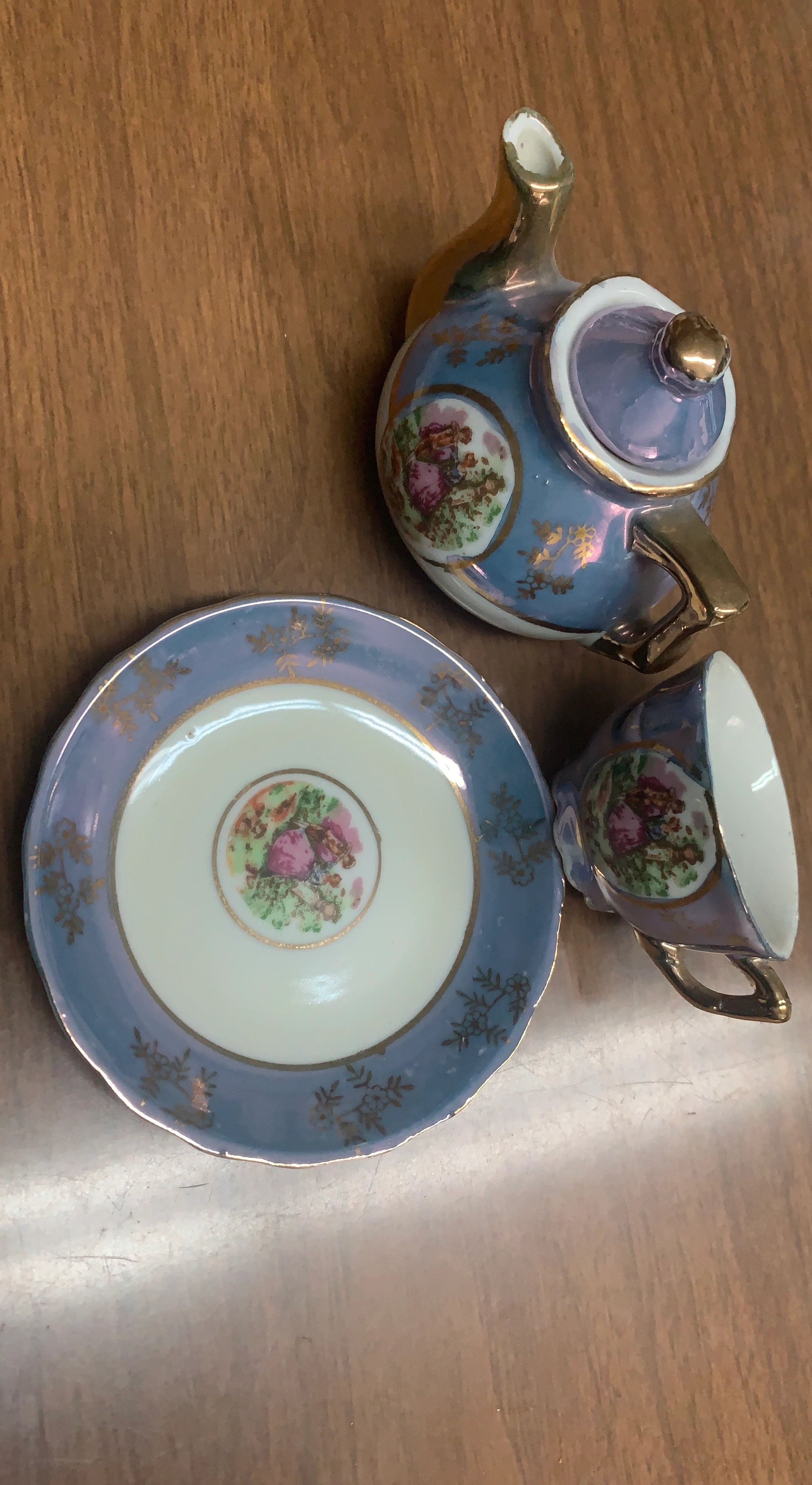 Vintage Miniature Teapot, Teacup and Saucer Set - photo 2