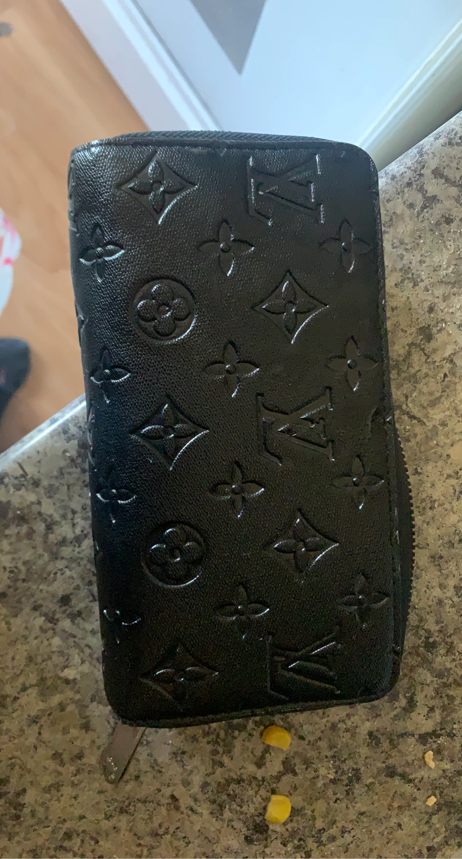 Black Embossed Monogram Wallet