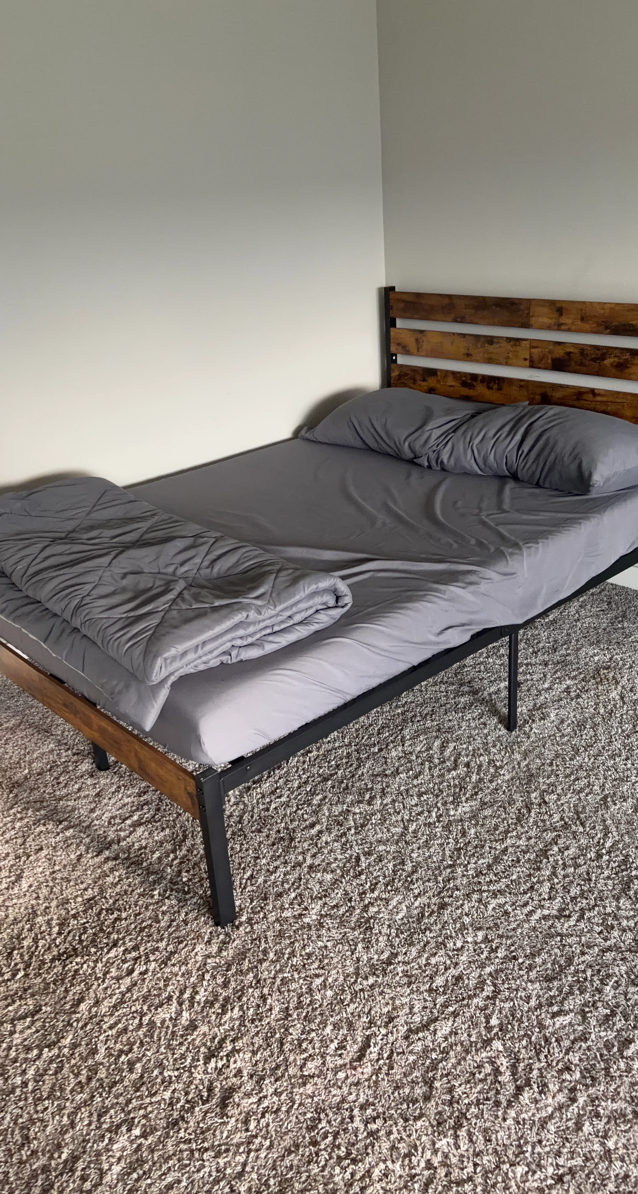 Rustic Wood Metal Bed Frame