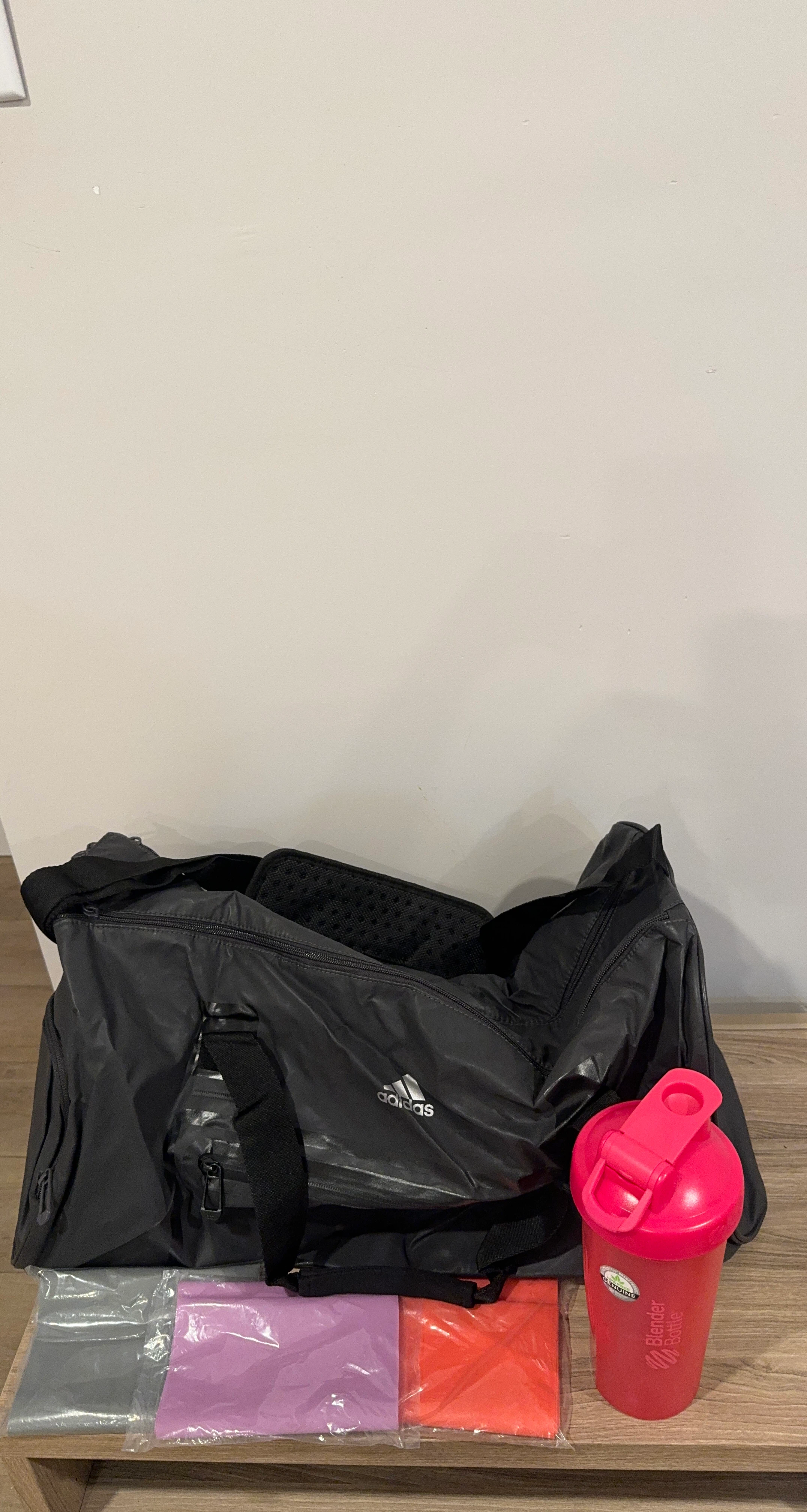Adidas Duffle Bag with Blender Bottle & Resistance Bands