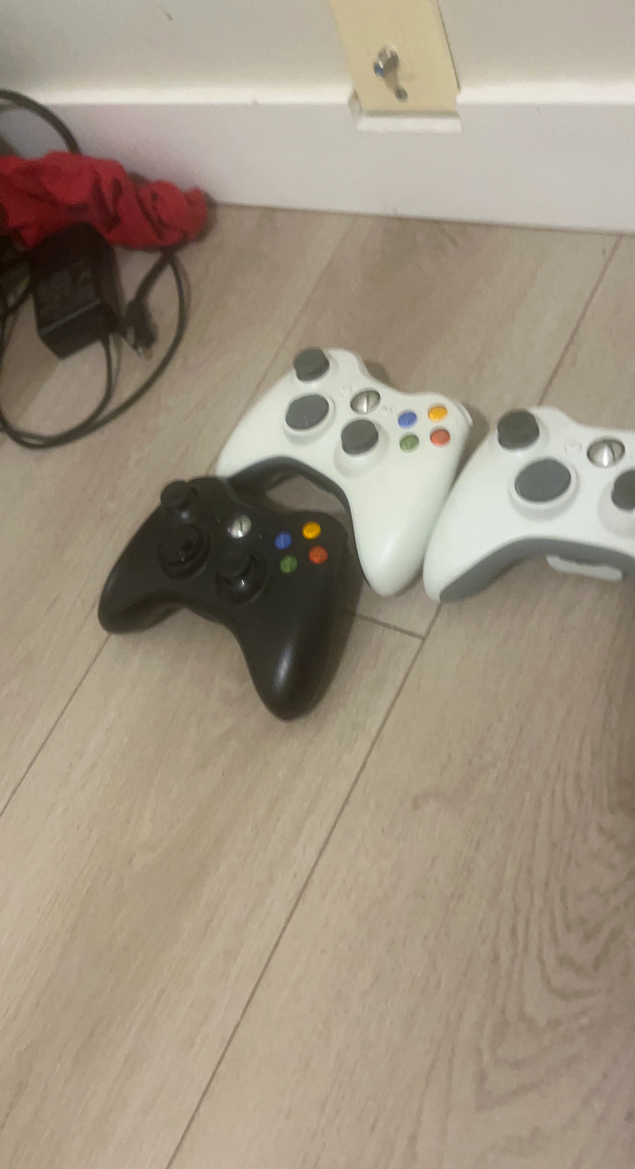 Xbox 360 Controllers (2 White, 1 Black)