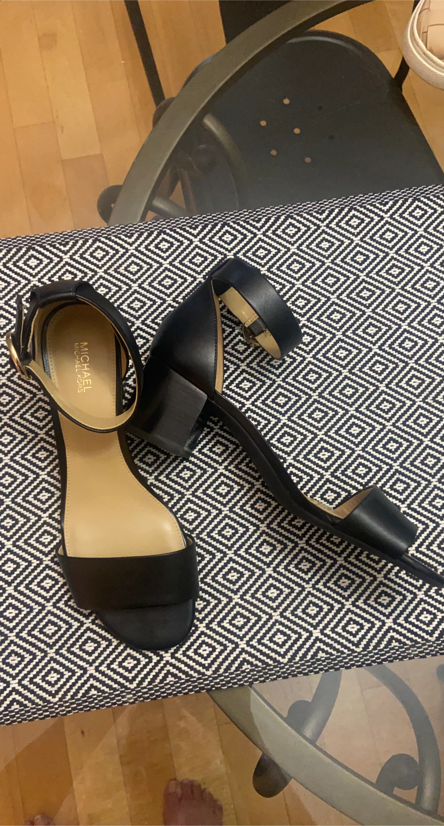 Michael Kors Black Leather Block Heel Sandals