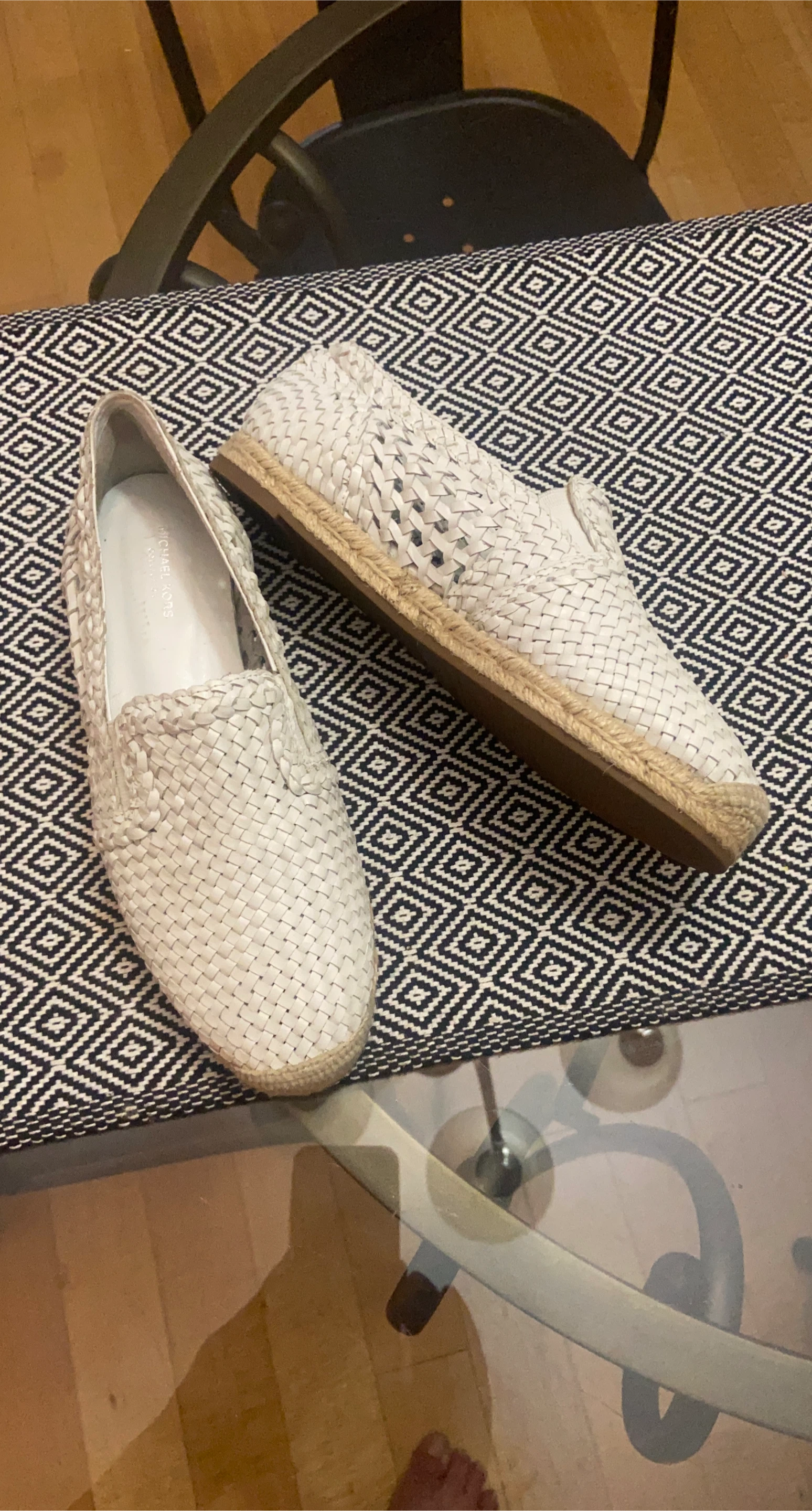 Michael Kors White Woven Espadrille Flats