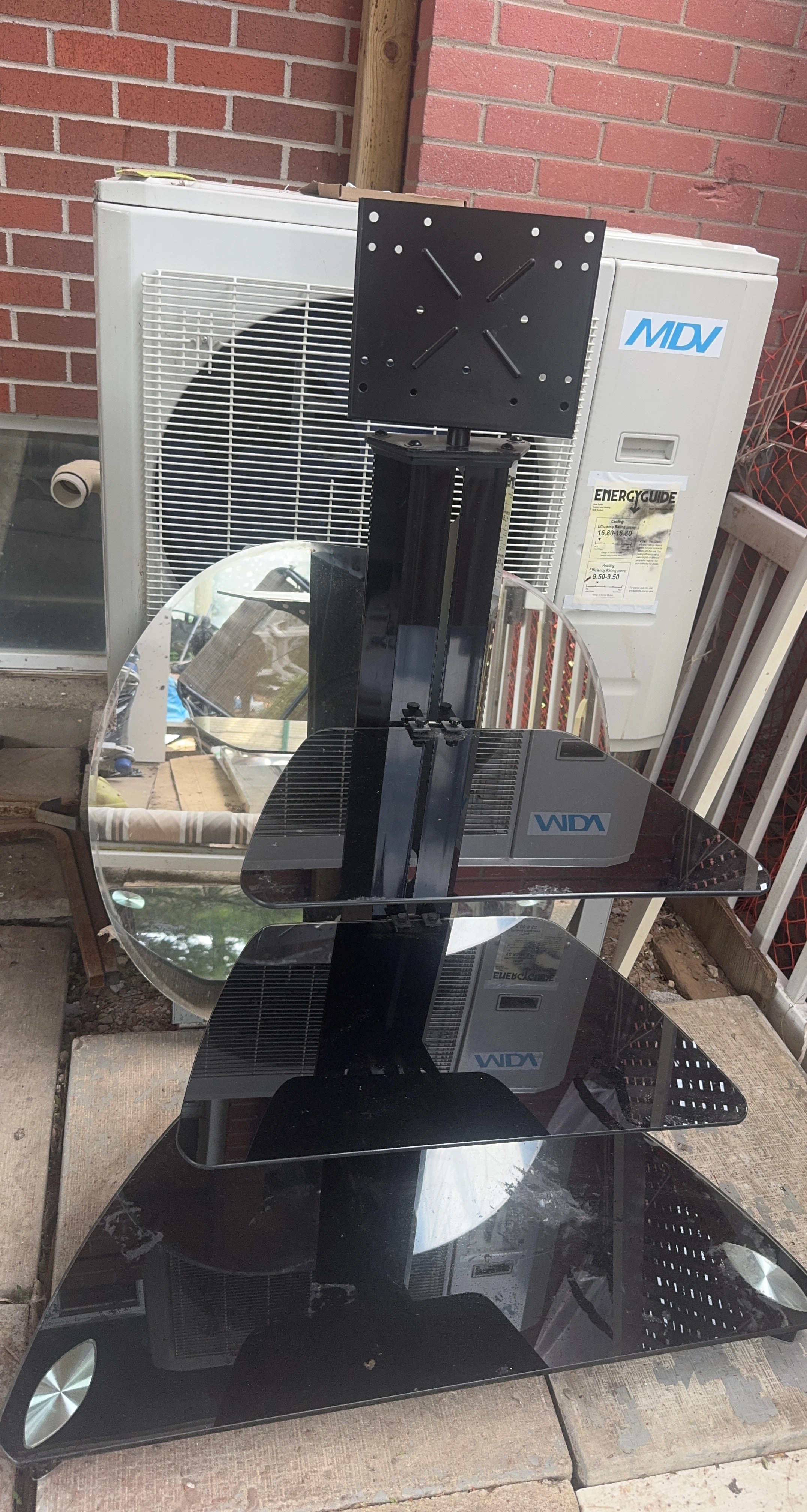 Black Glass TV Stand with Mount