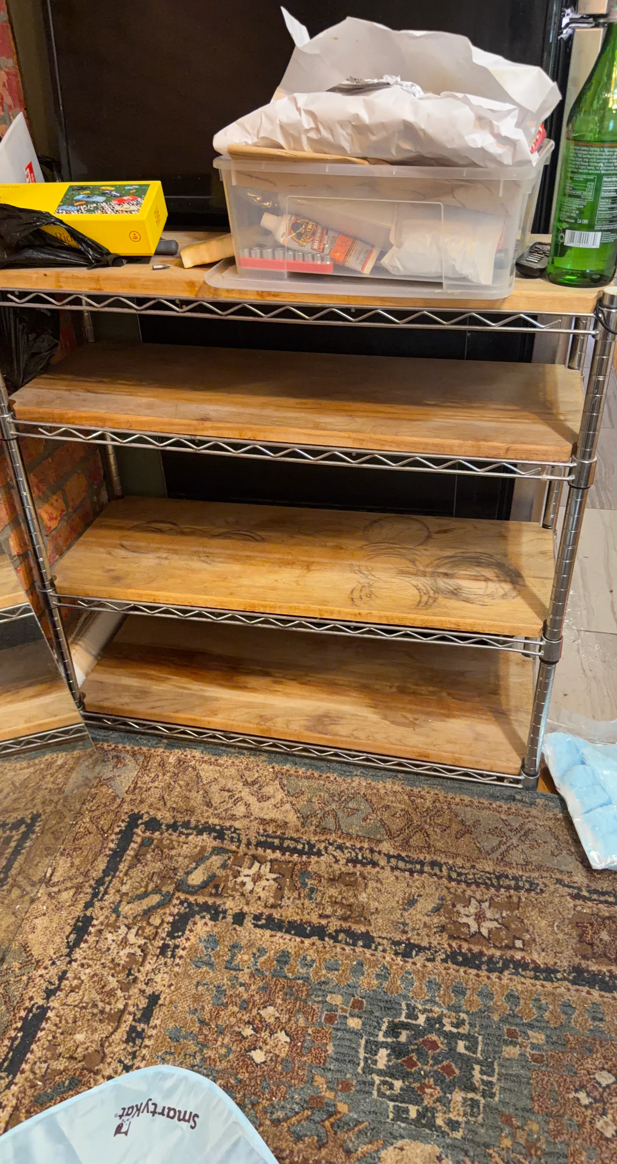 Wire Rack Shelving Unit with Wood Shelves