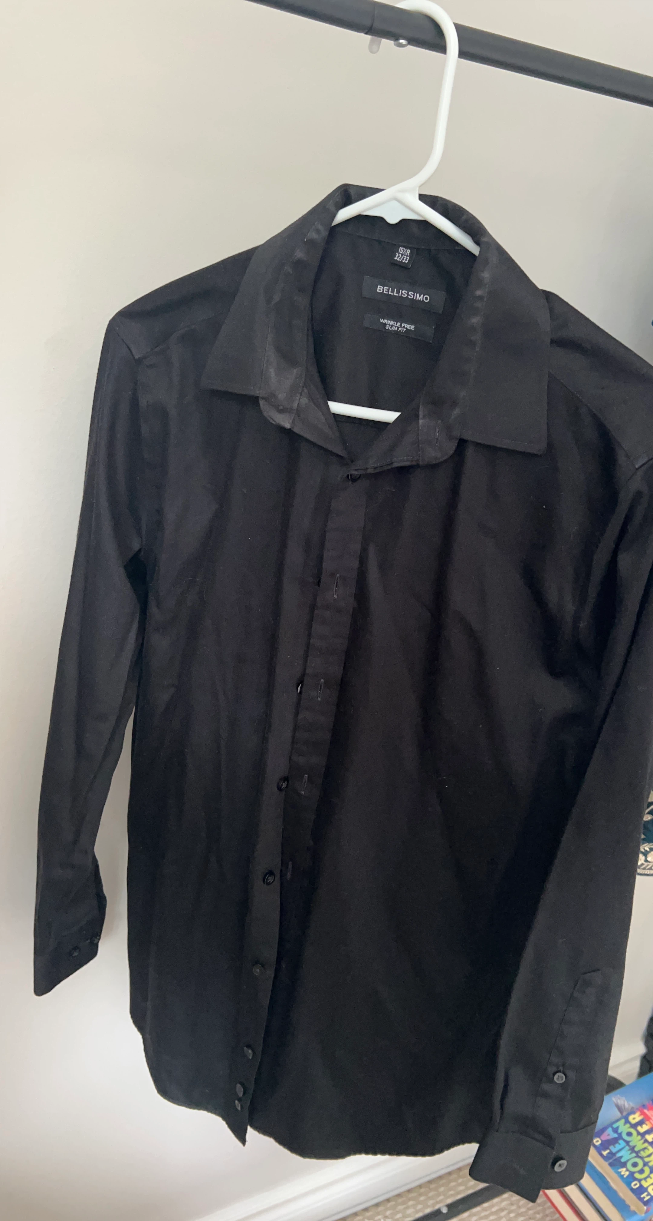 Bellissimo Black Slim Fit Dress Shirt 15/R 32/33