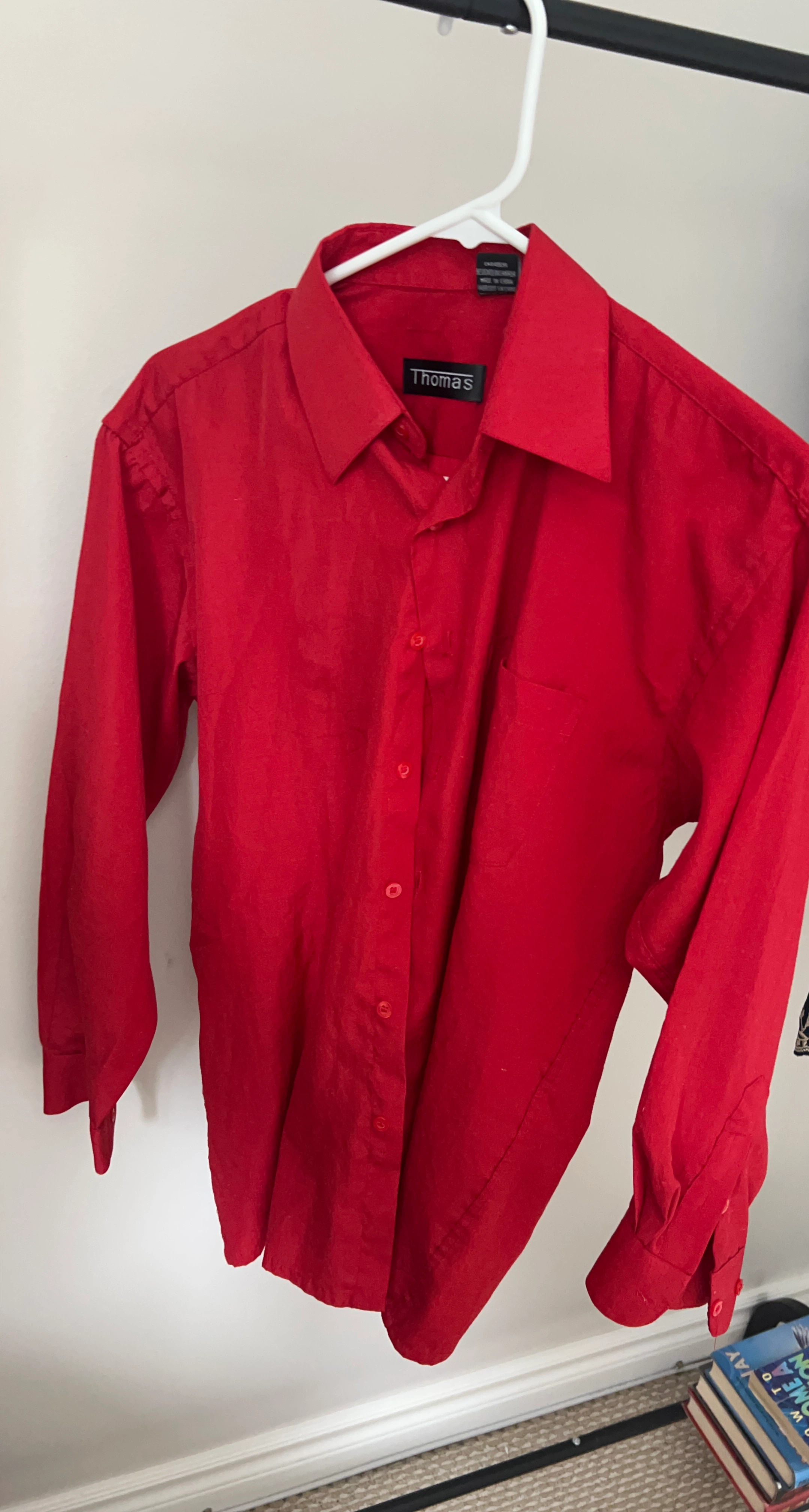 Thomas Red Button-Up Dress Shirt