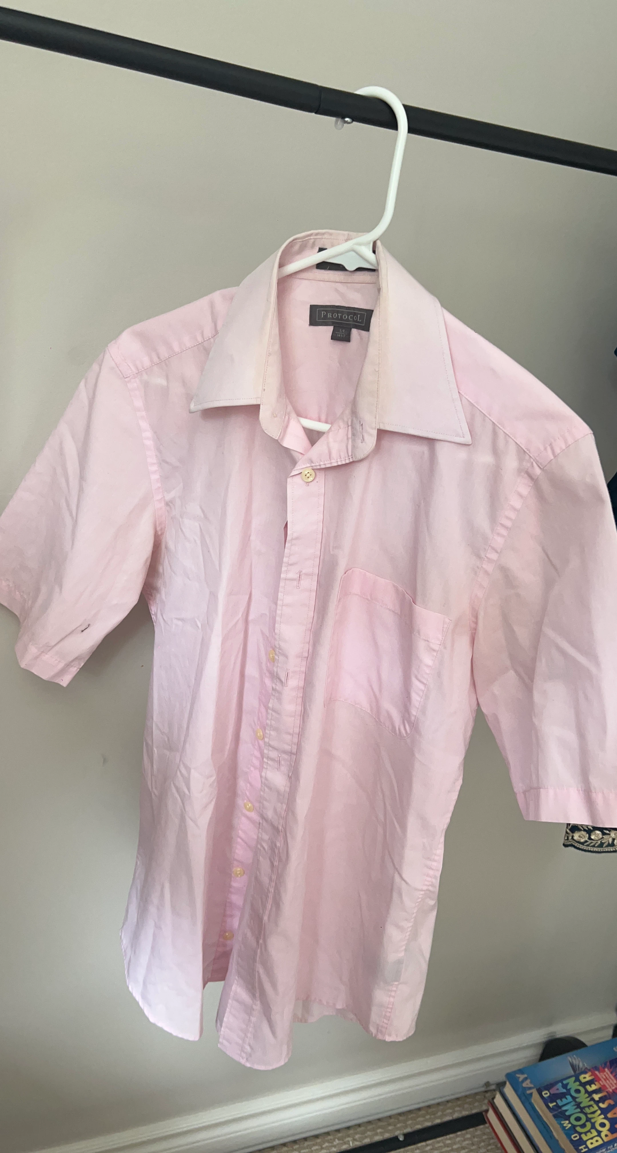 PROTOCOL Short Sleeve Button-Up Shirt - Pink
