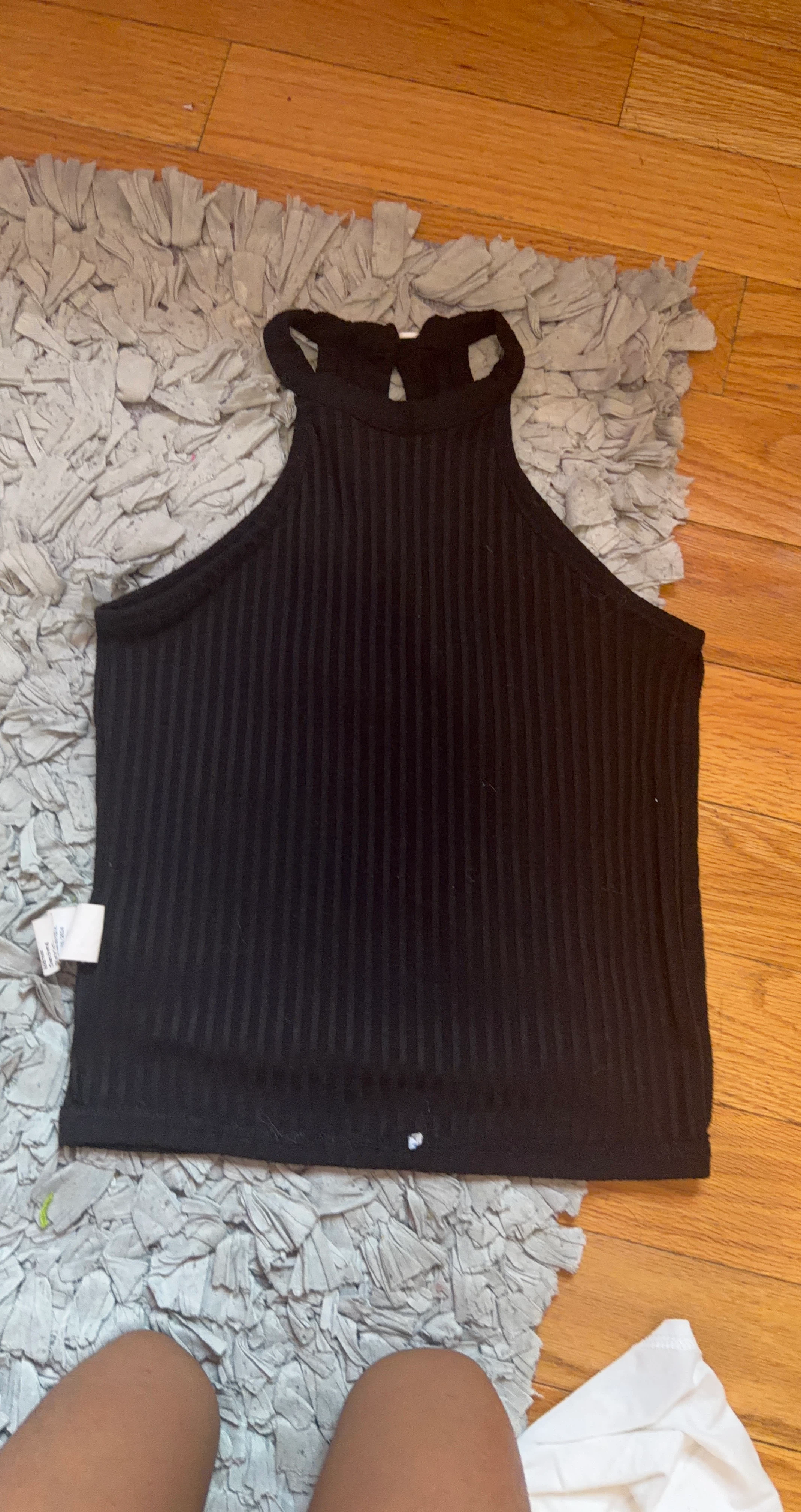 Black Ribbed Halter Top