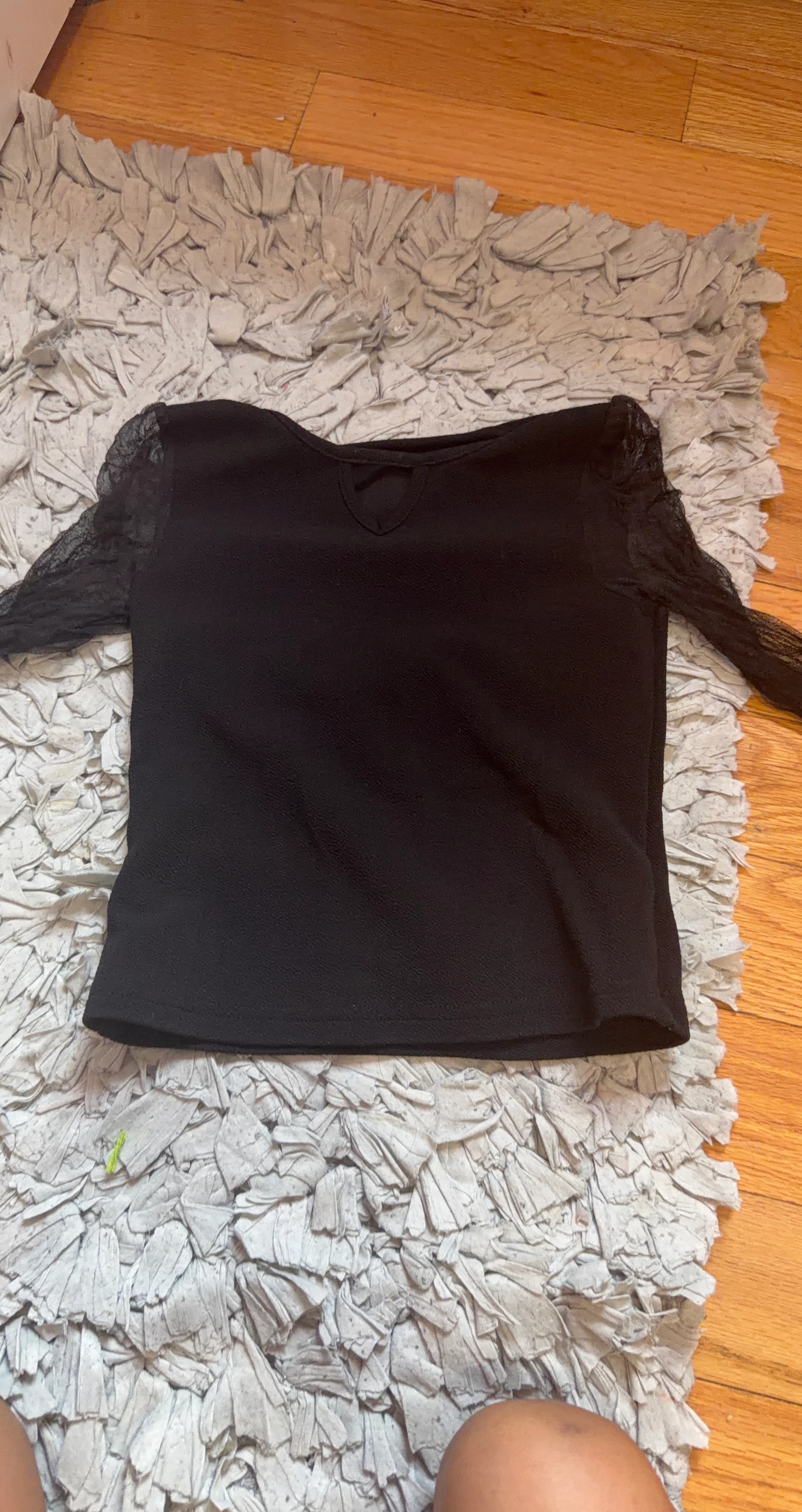 Black Lace Sleeve Top