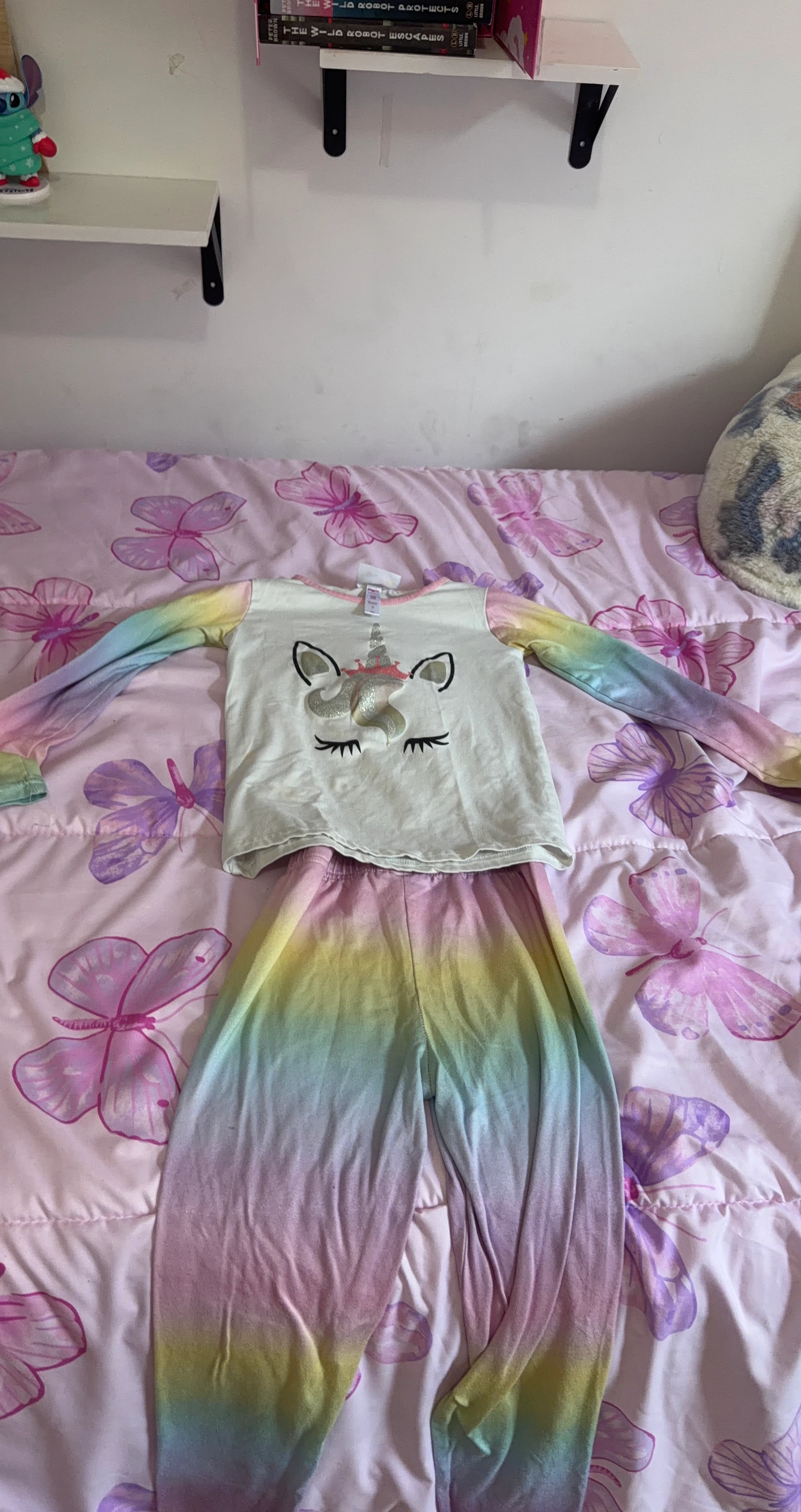 Girls Unicorn Pajamas Rainbow Tie-Dye