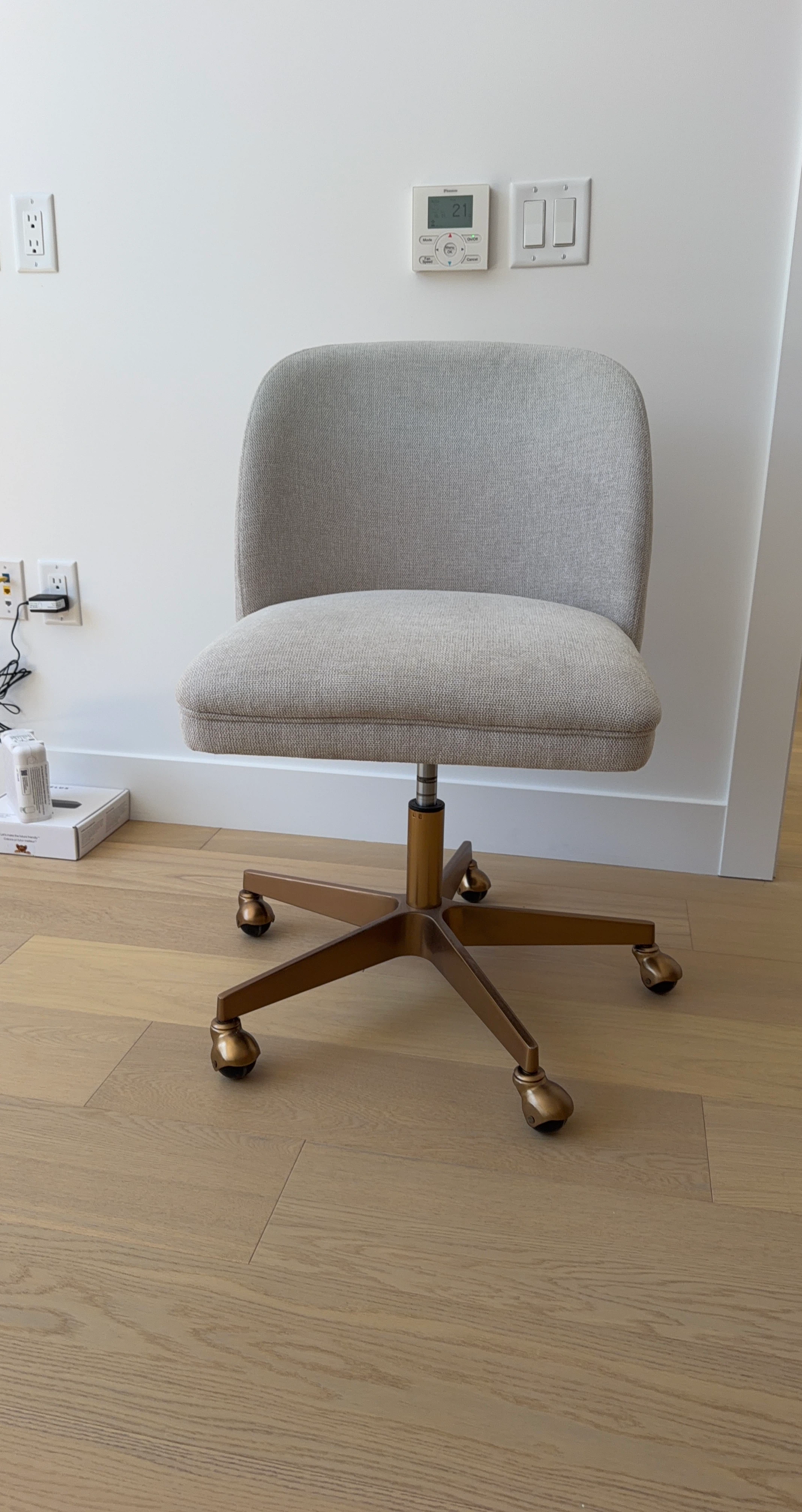 Kenna Office Chair- Belfast Oatmeal with Bronze Base